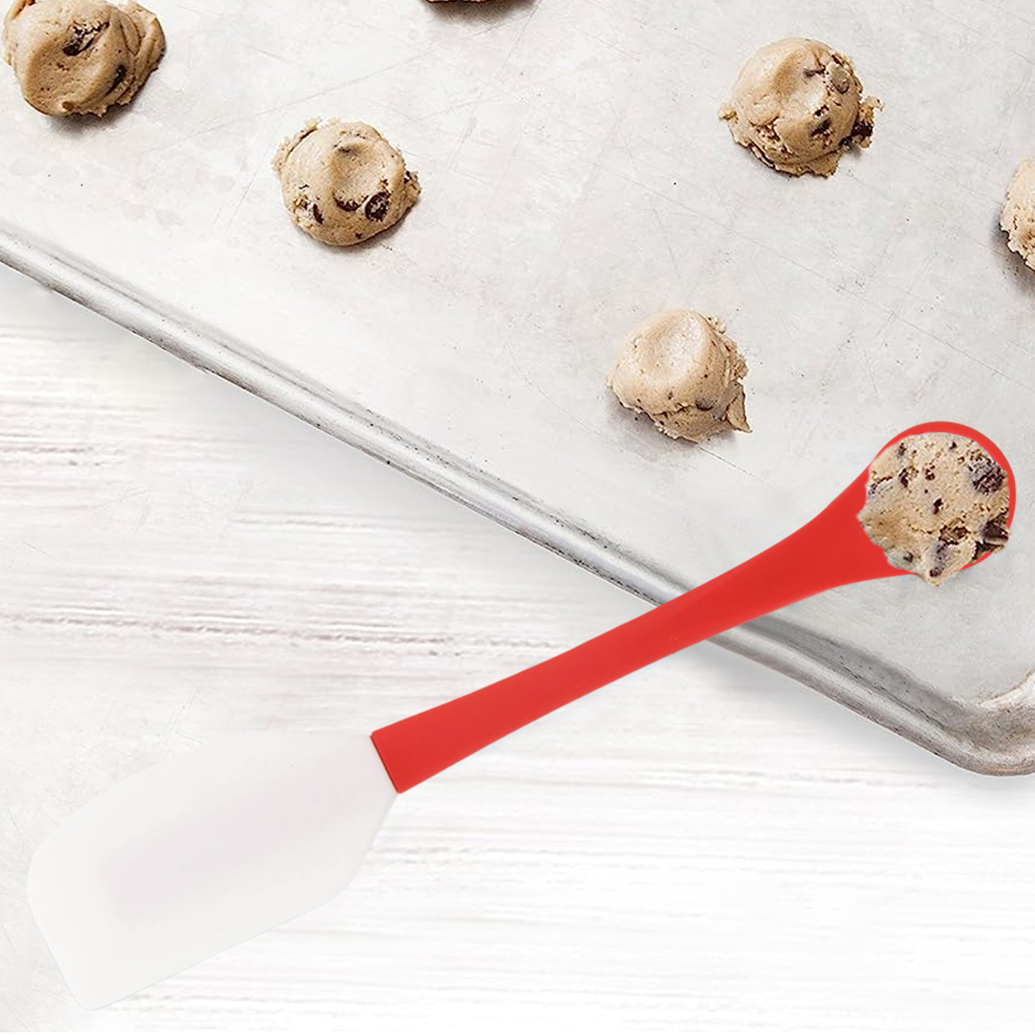 2-Pack: 2-In-1 Silicone One Tablespoon Cookie Scoop And Spatula To Stir, Fold, Scrape