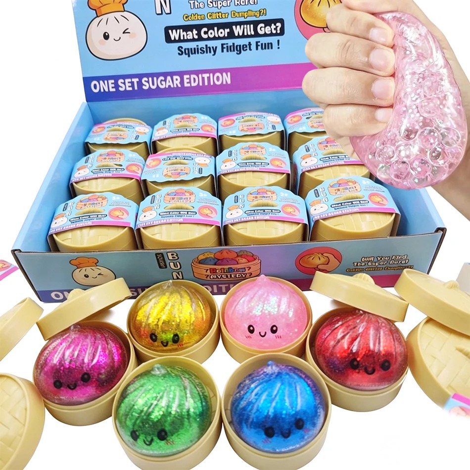2-Pack Mini Glitter Squishy Dumplings Squeeze Toys