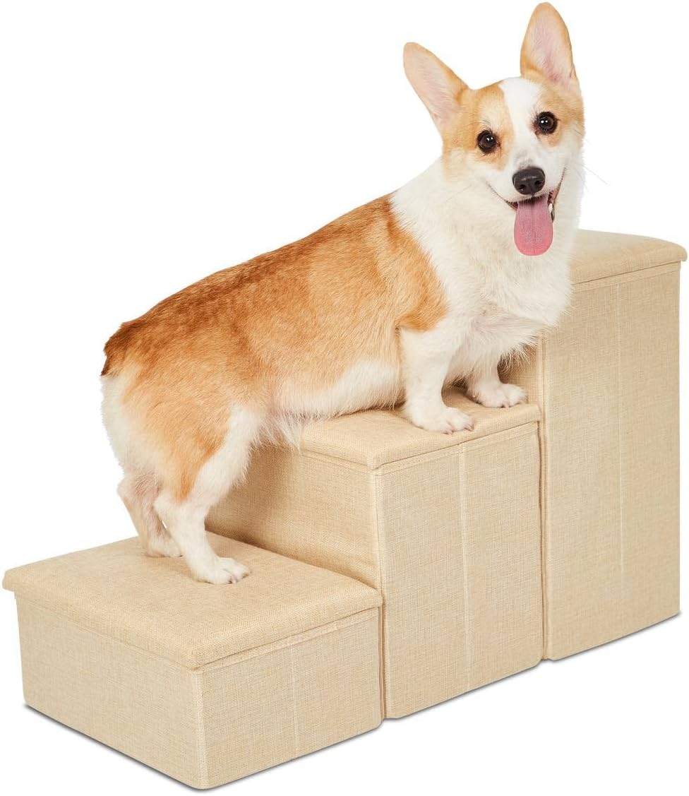 Dog Stairs with Storage and Adjustable Steps