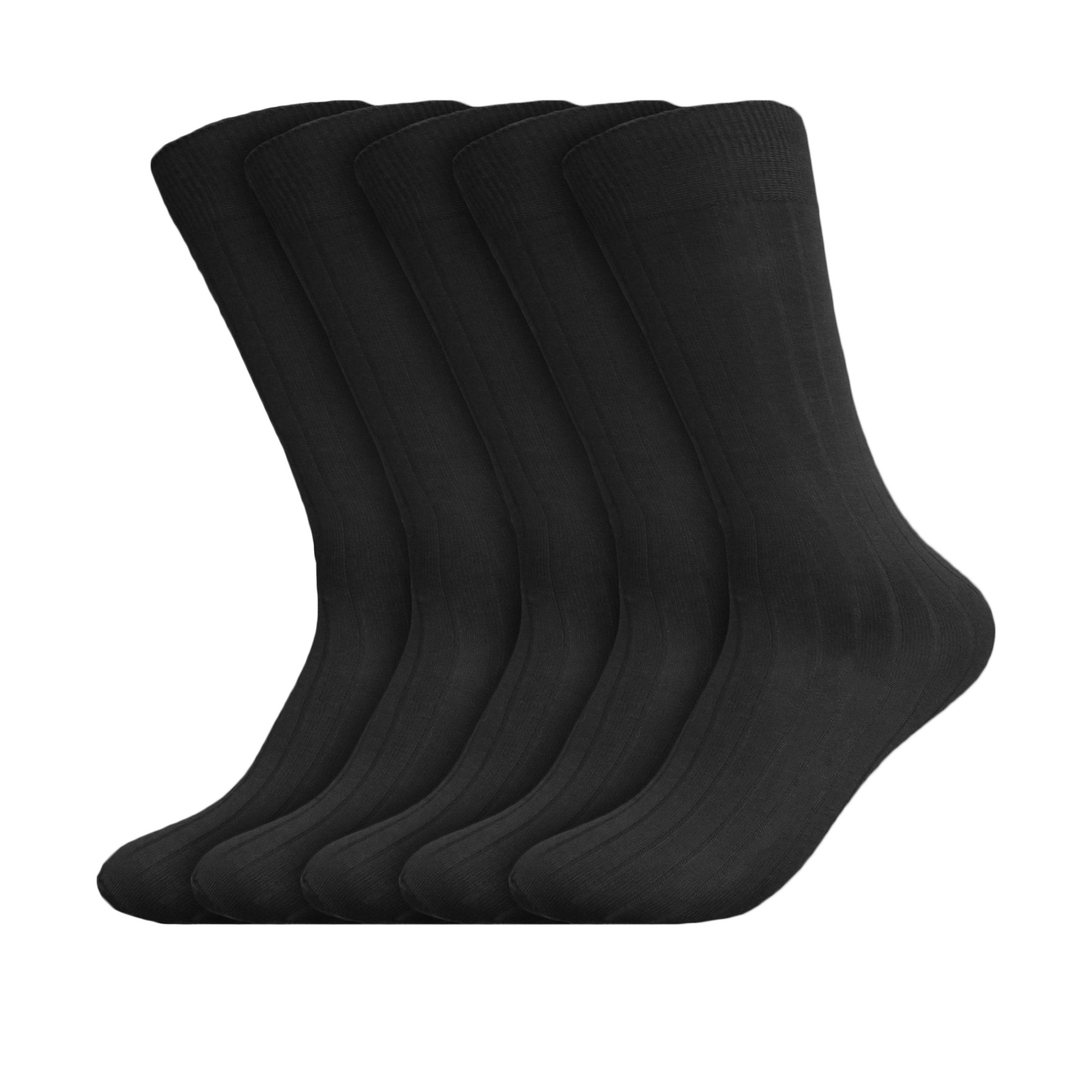 (10 Pairs) Beverly Hills Polo Club Men's Dress Black Ribbed Socks