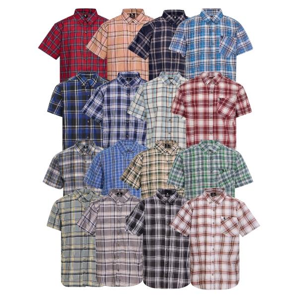 4-Pack: Men's Short Sleeve Plaid Button Up Shirts Sizes S-2XL
