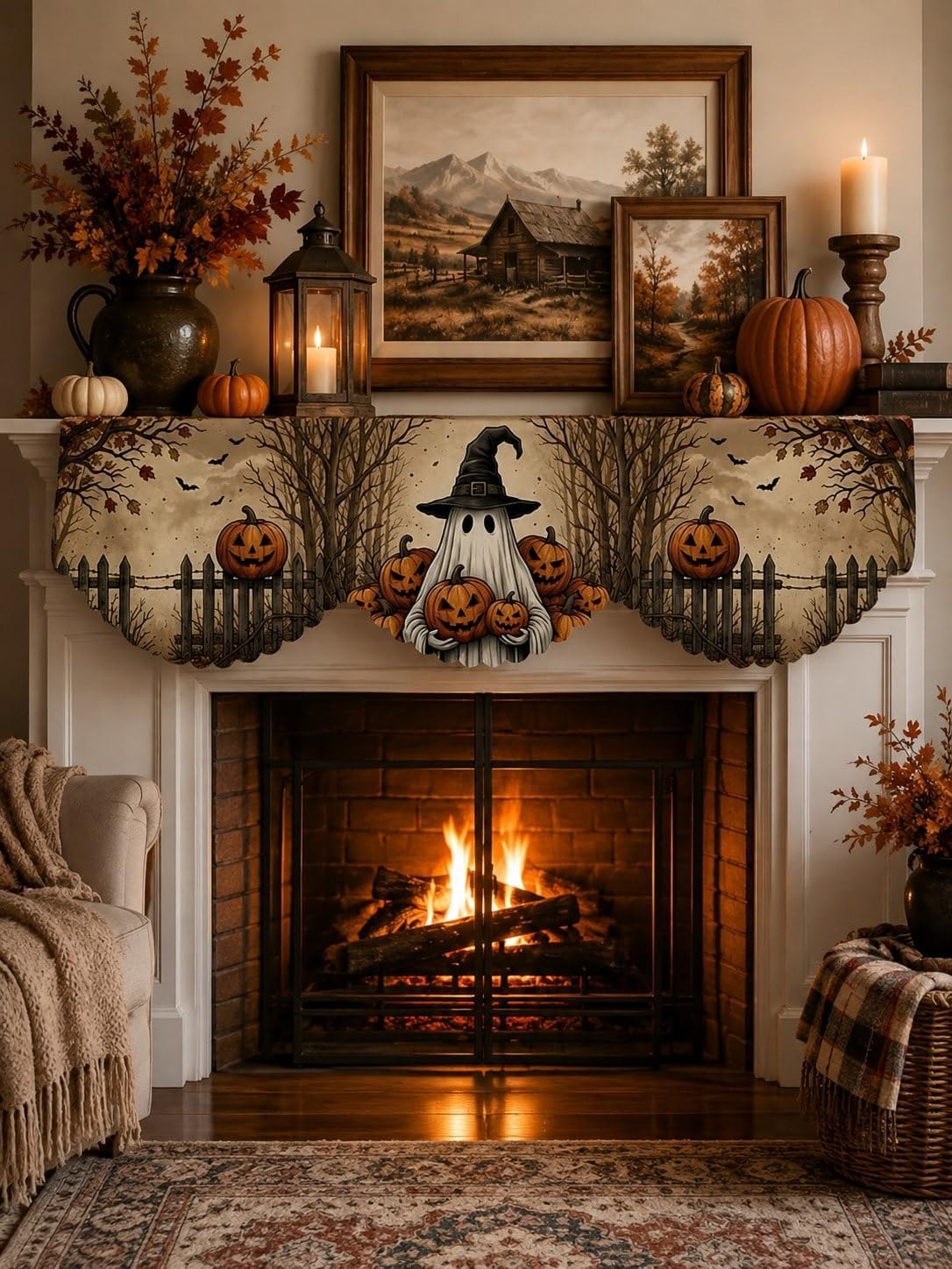 Halloween Fireplace Mantel Scarf