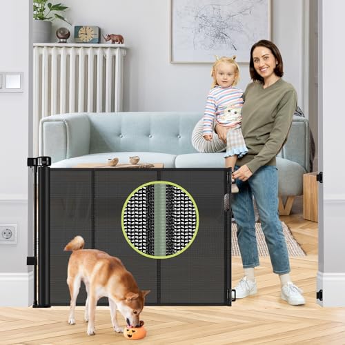Reinforced 55" Wide Retractable Baby Gates with Reinforced Strips