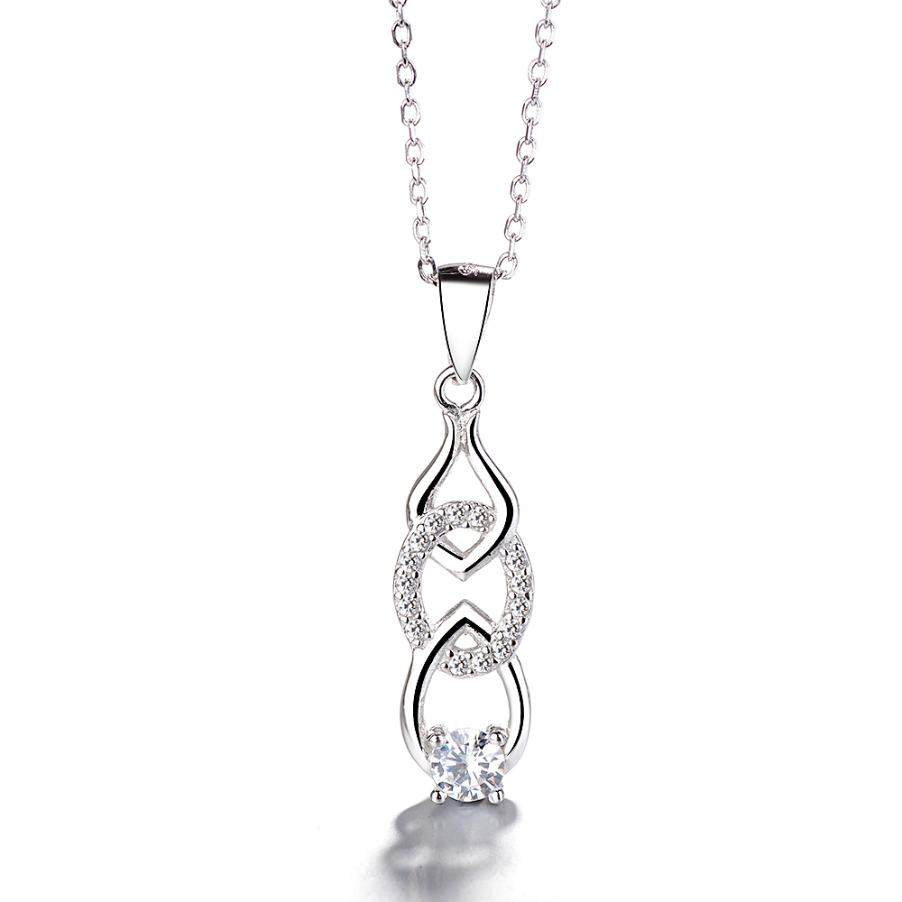 Sterling Silver Crystal Link Pendant Necklace