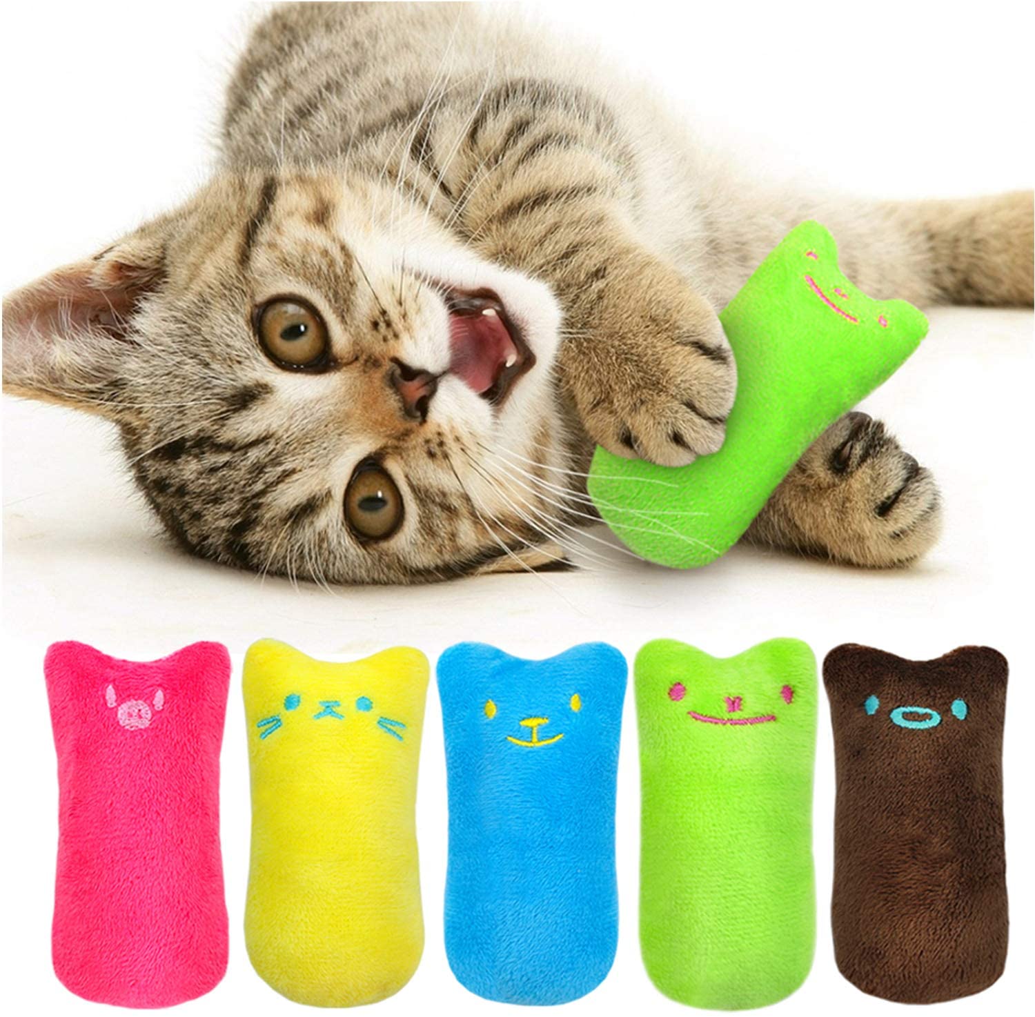 5-Pack Catnip Toy Cartoon Mice Cat Teething Chew Toy