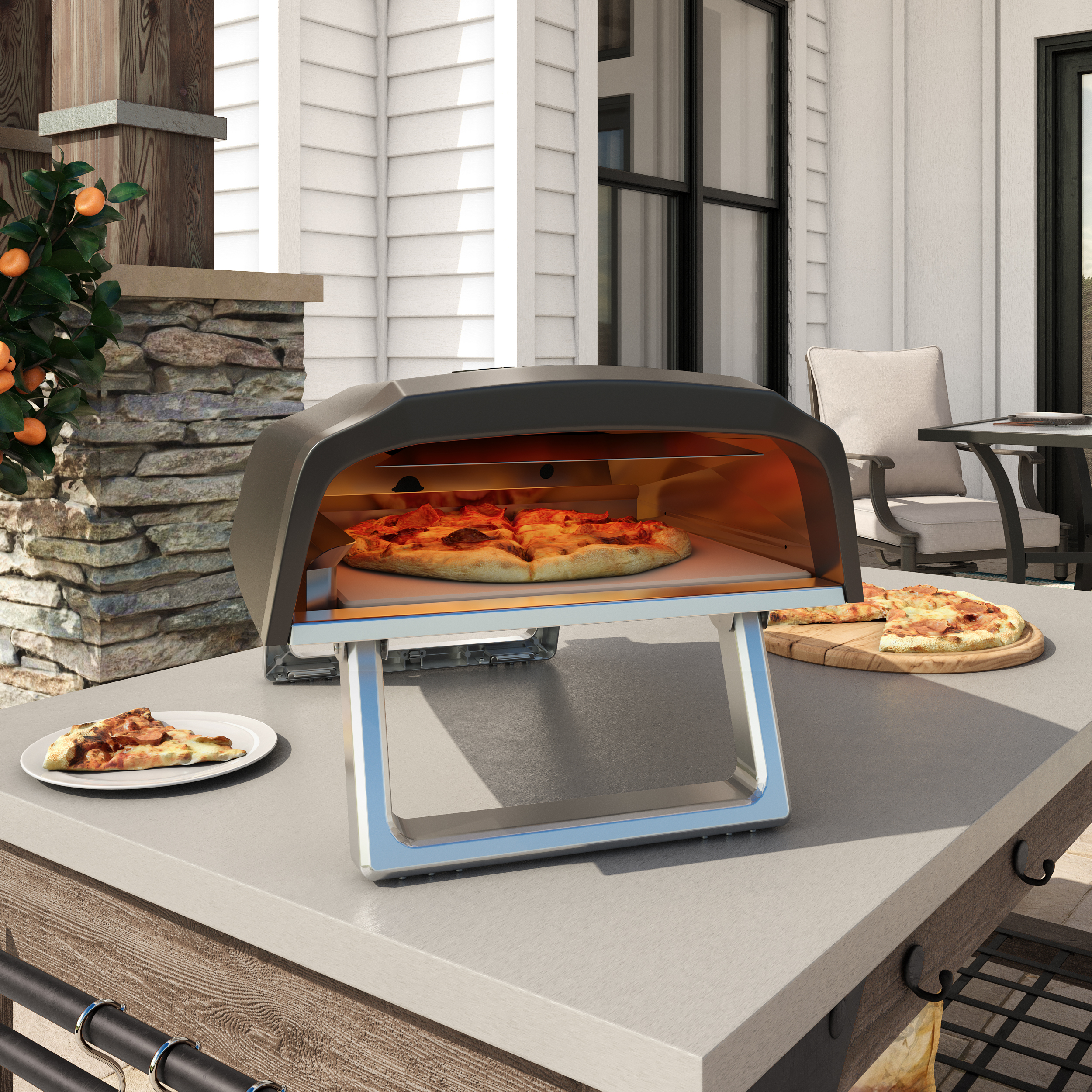Commercial Chef Pizza Oven Outdoor - 12"" Propane Gas Portable Outside (L-Shaped Burner)