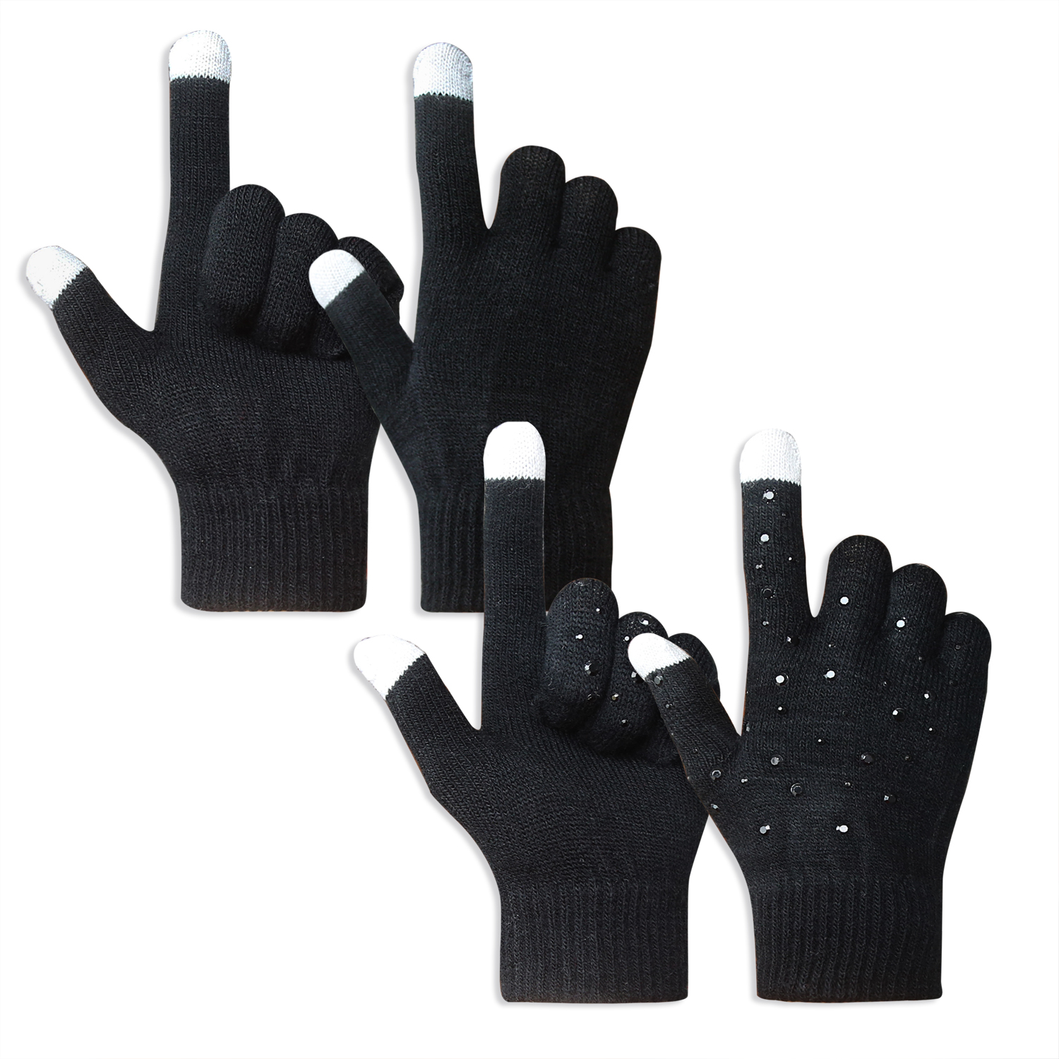 2-Pack EvridWear Unisex Touchscreen Winter Warm Knitted Magic Gloves