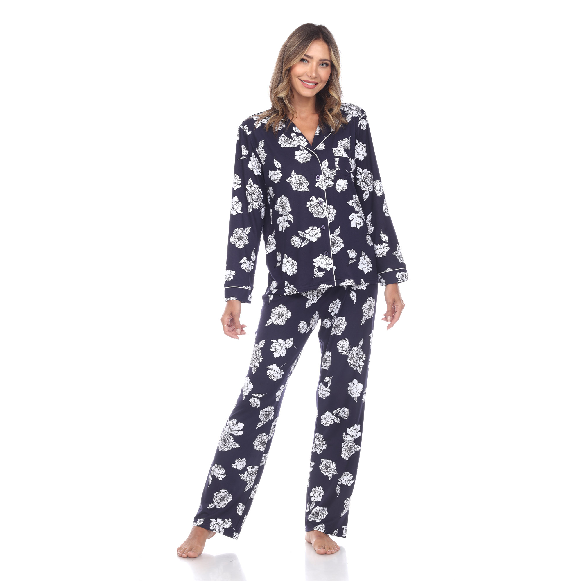 Long Sleeve Floral Pajama Set - 5 Colors - Extended Sizes