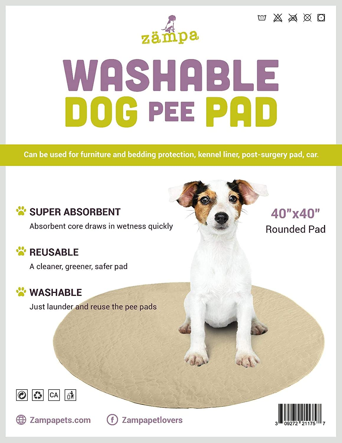 Zampa Pets quality Whelp Shape Reusable dog Pee Pads(40 Round)