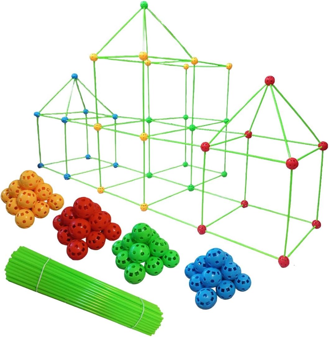 Set of 155pcs DIY Kids Tent Fort Building Toys Kit Build Educational Learning Toy
