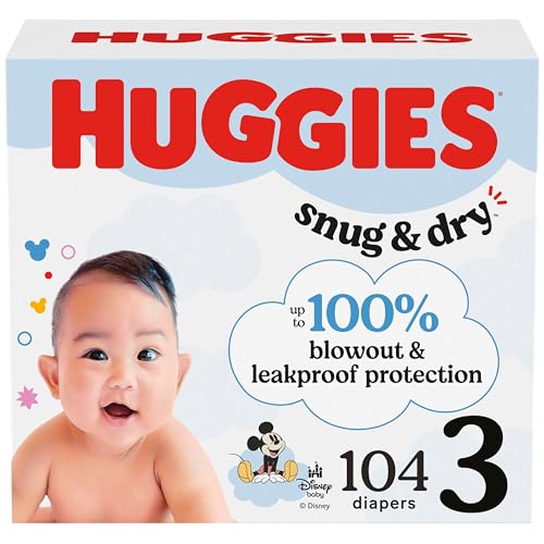 Huggies Size 3 Diapers, Snug & Dry Baby Diapers, Size 3 (16-28 lbs), 104 Count