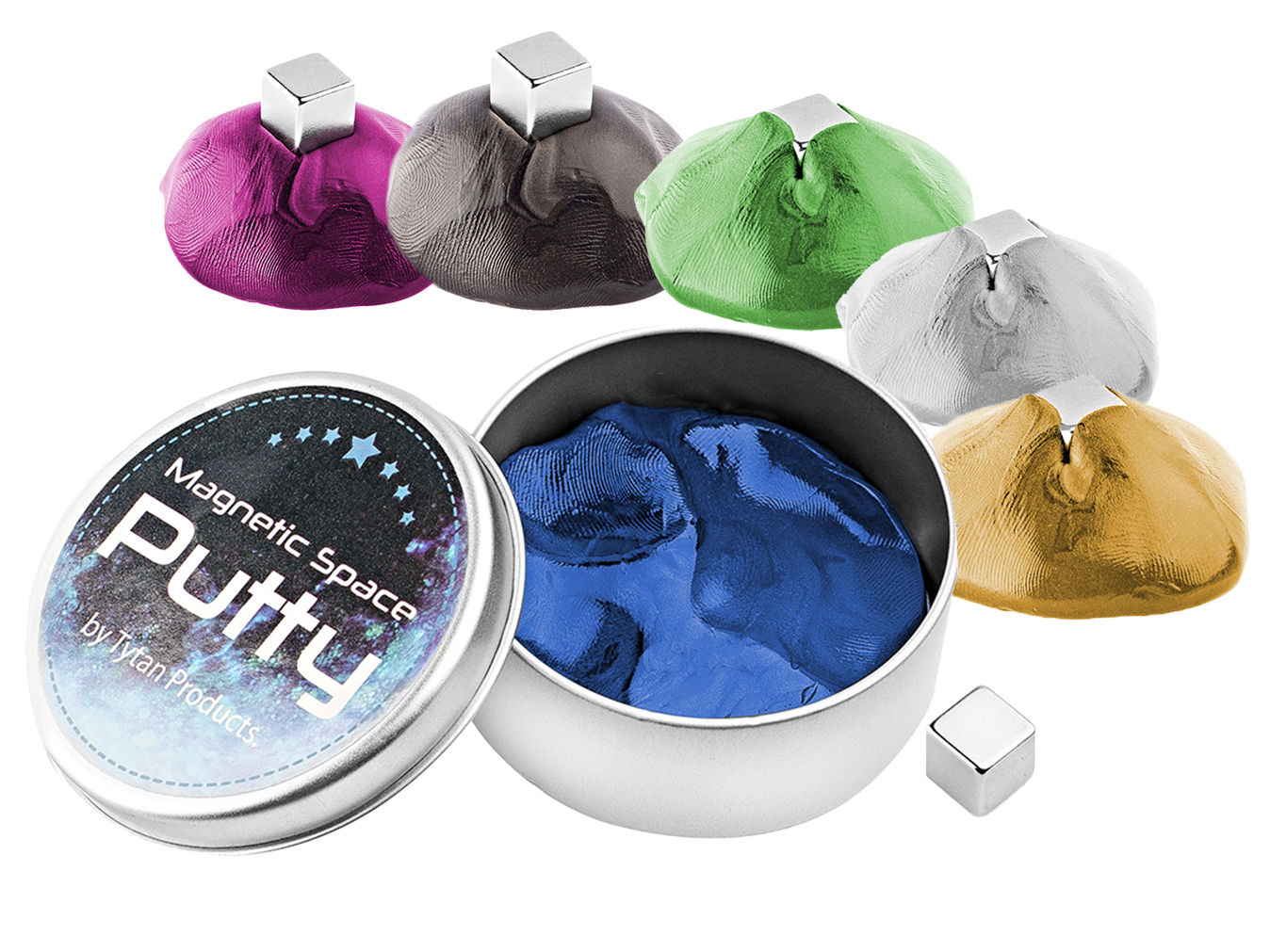 Magnetic STEM Space Putty with Rare Earth Magnet & Storage Tin (2 to 5-Pack)