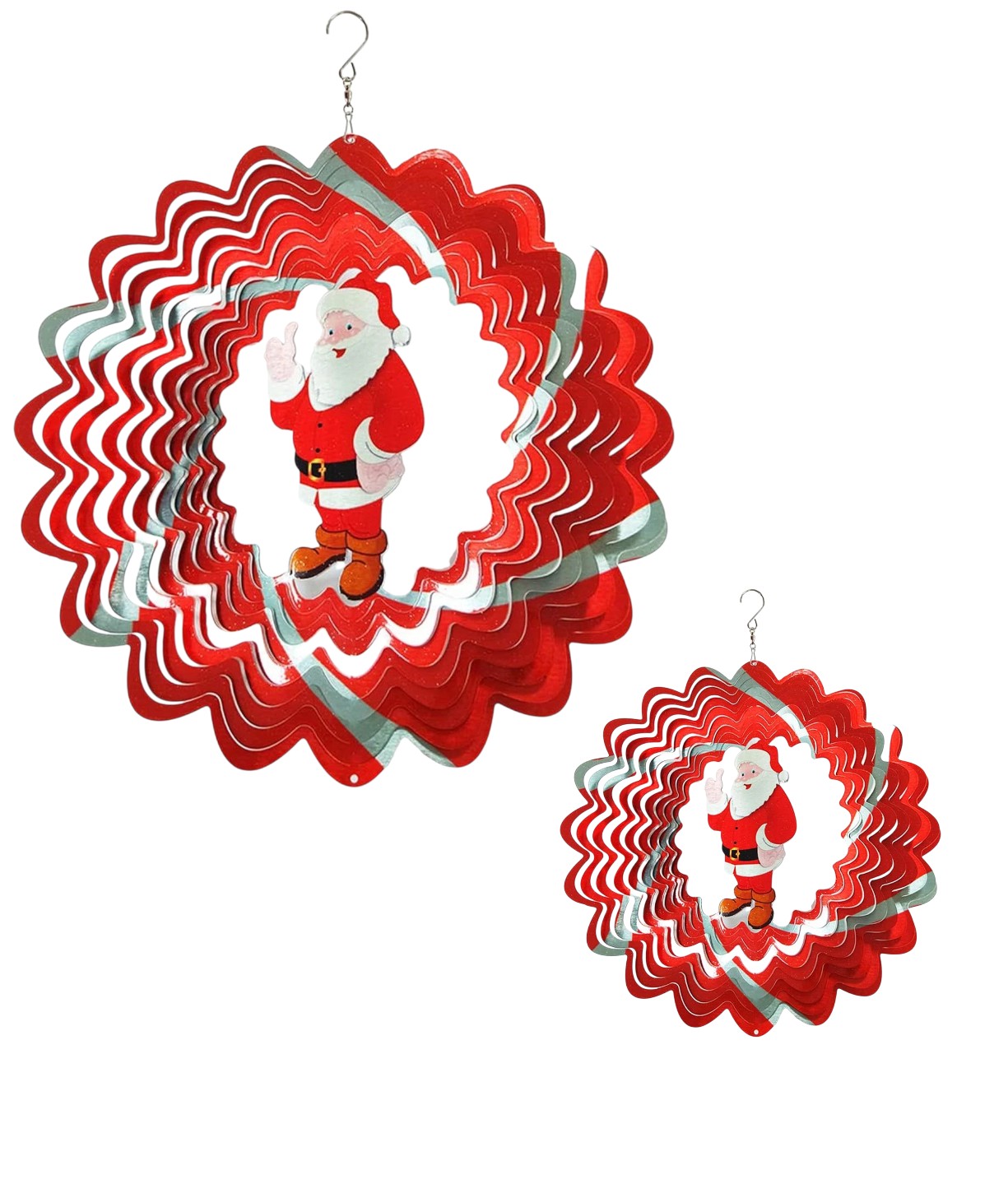 2 Pack 6'' +12'' Santa Wind Spinner