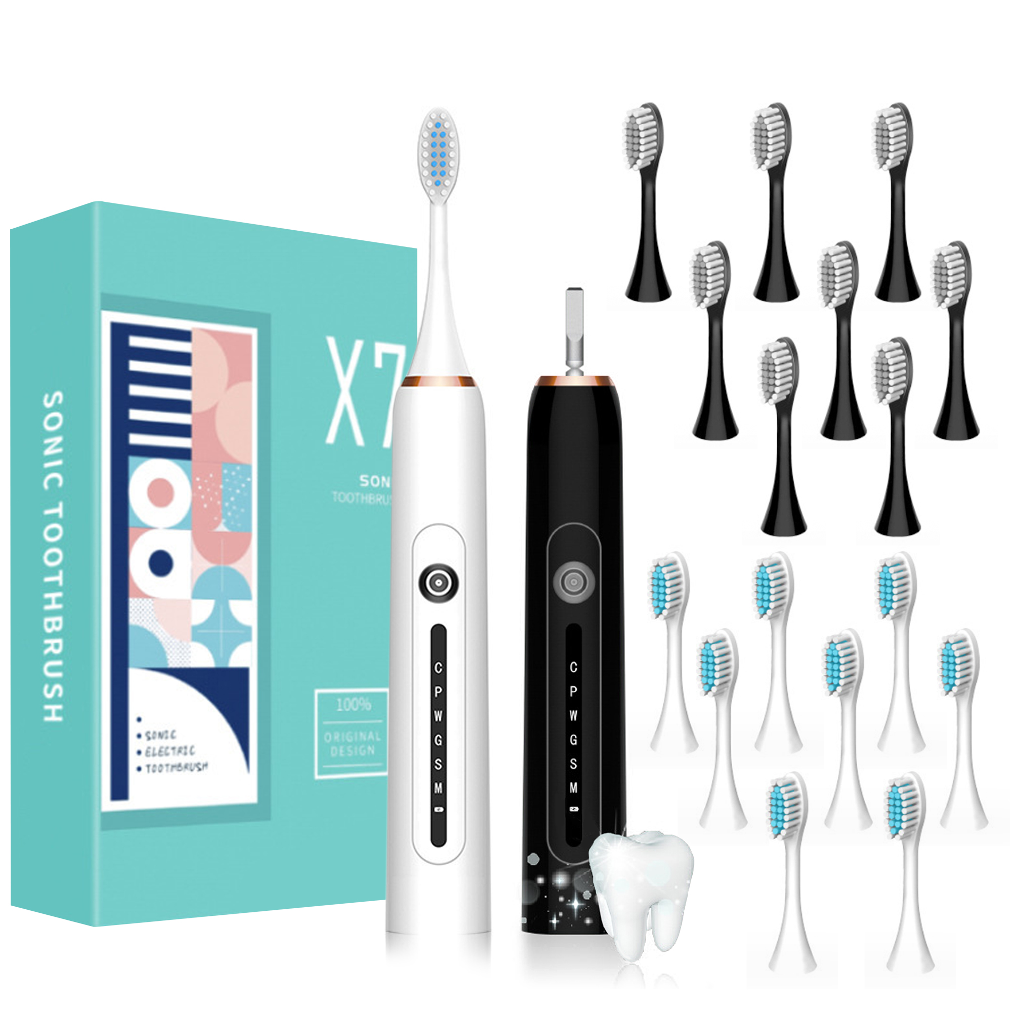 GENKENT Sonic Electric Toothbrush 6 Modes Deep Clean with 8 Toothbrush Heads Gift