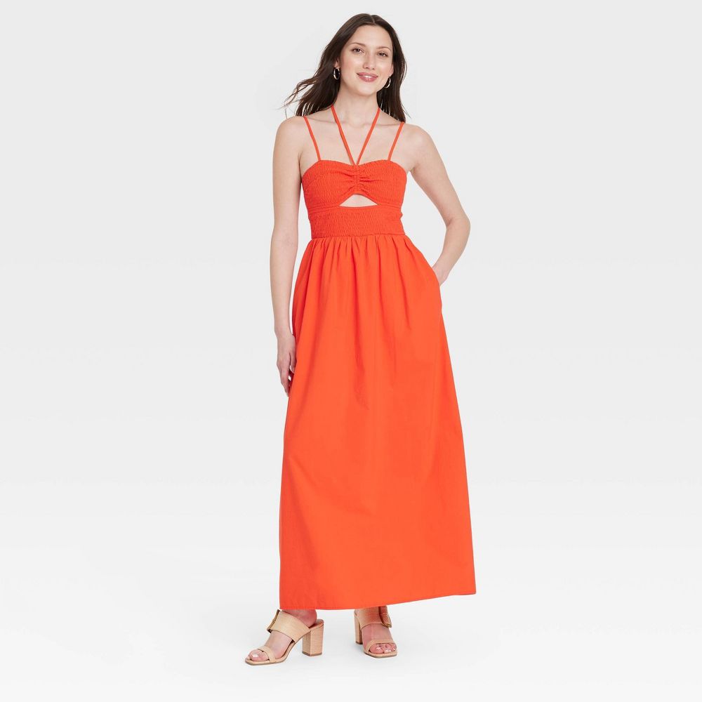 Universal Thread Women's Smocked Cut-Out Maxi Dress Casual Sundress