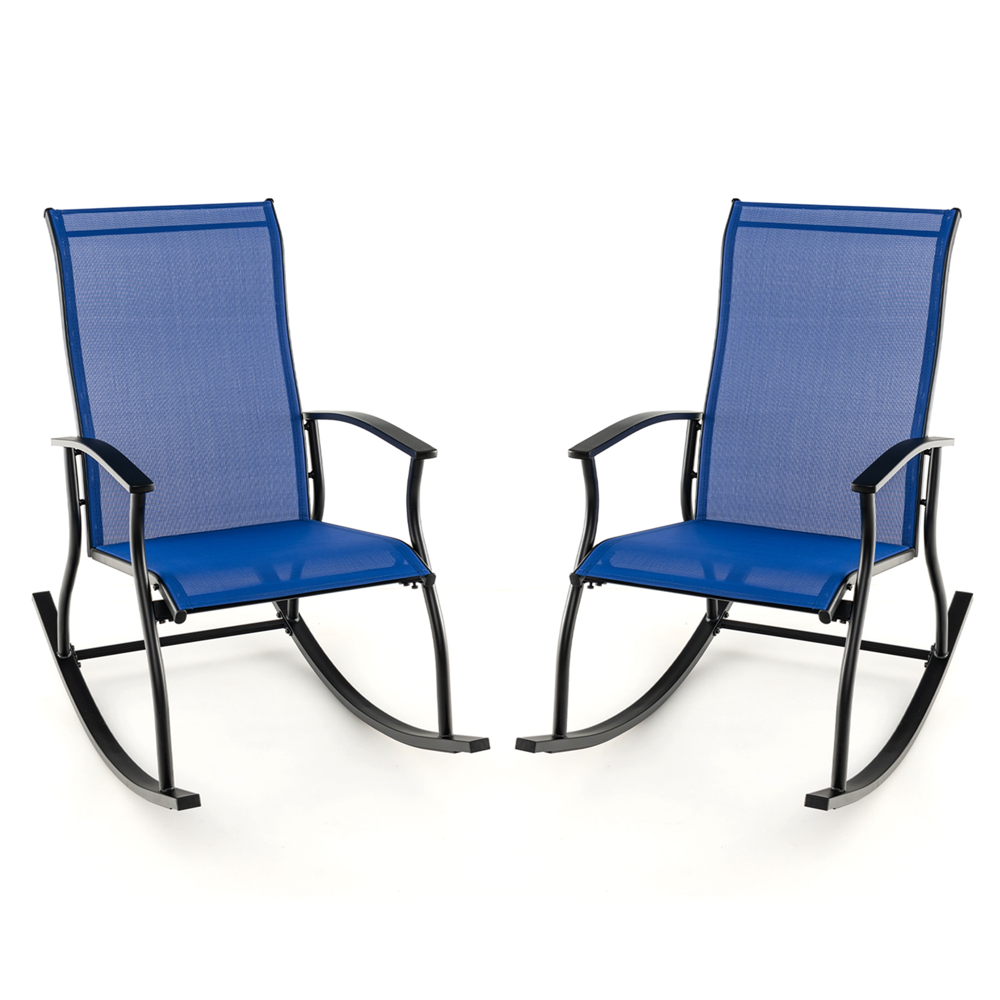 Costway 2/4 PCS Outdoor Rocking Chairs with Breathable Backrest Smooth Safe Rocking Design