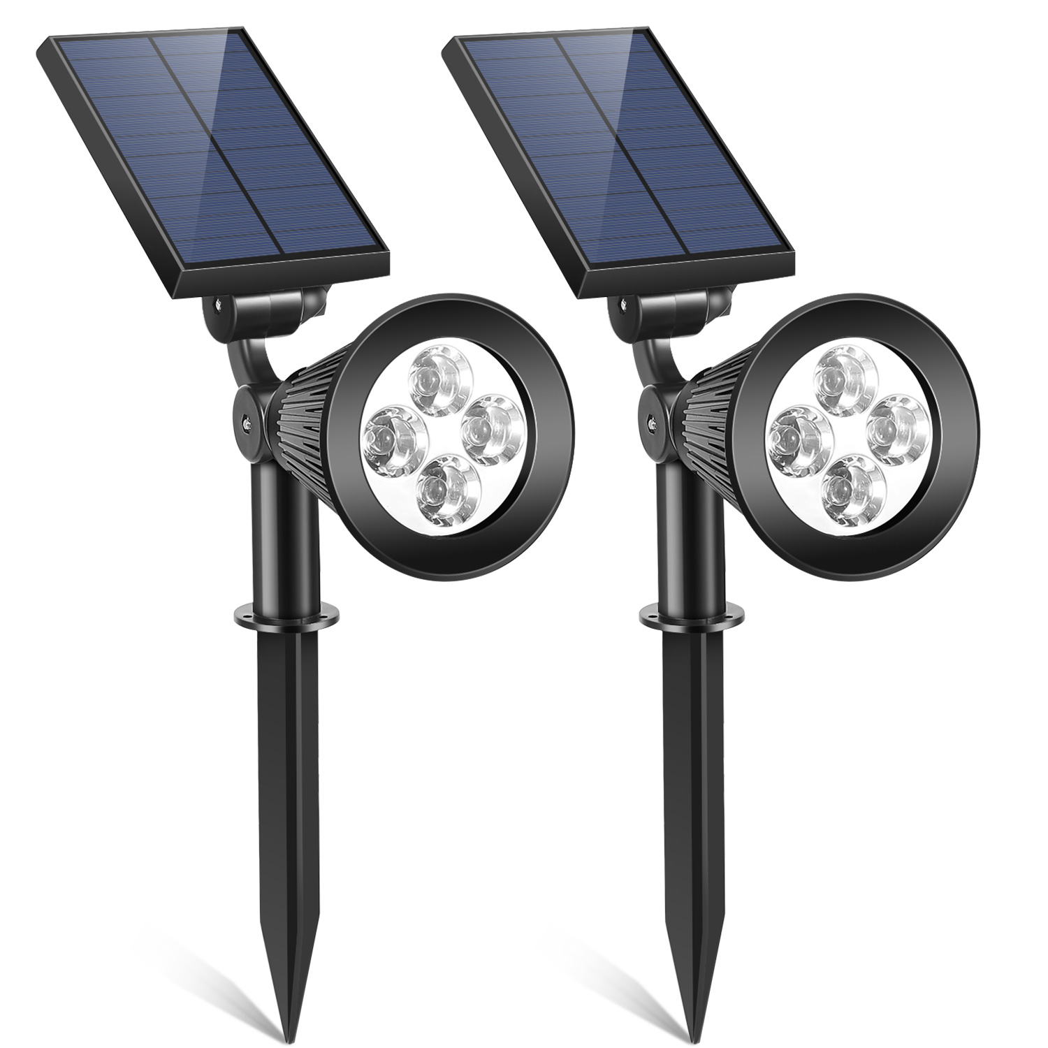 2Pcs Solar Spotlight Outdoor Dusk To Dawn Light