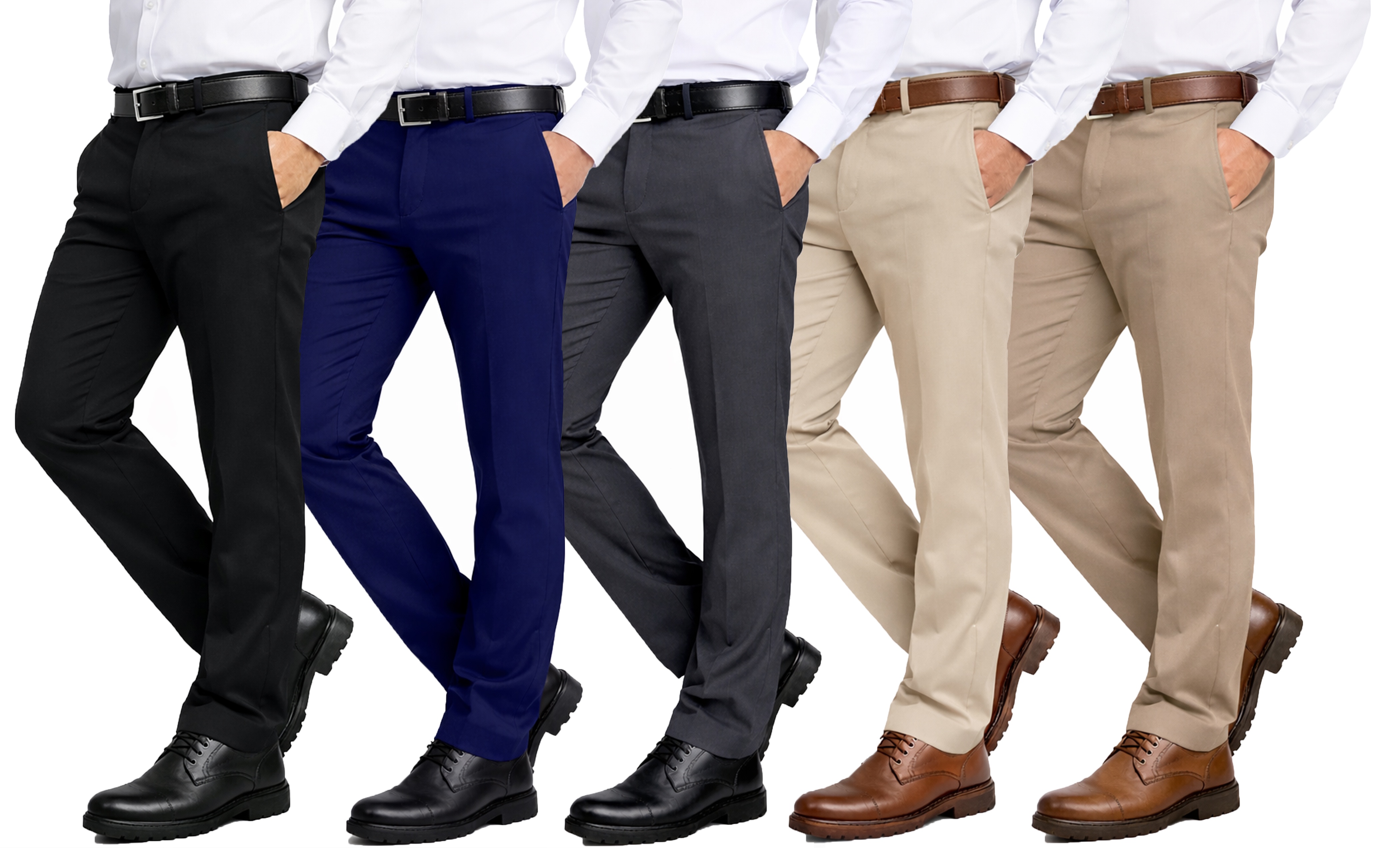 Men’s Flex Stretch Slim Fit Dress Pants (Sizes, 30-40)