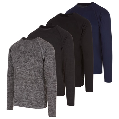 4-Pack: Men's Moisture Wicking Dri-Fit Quick Dry Long Sleeves Shirts