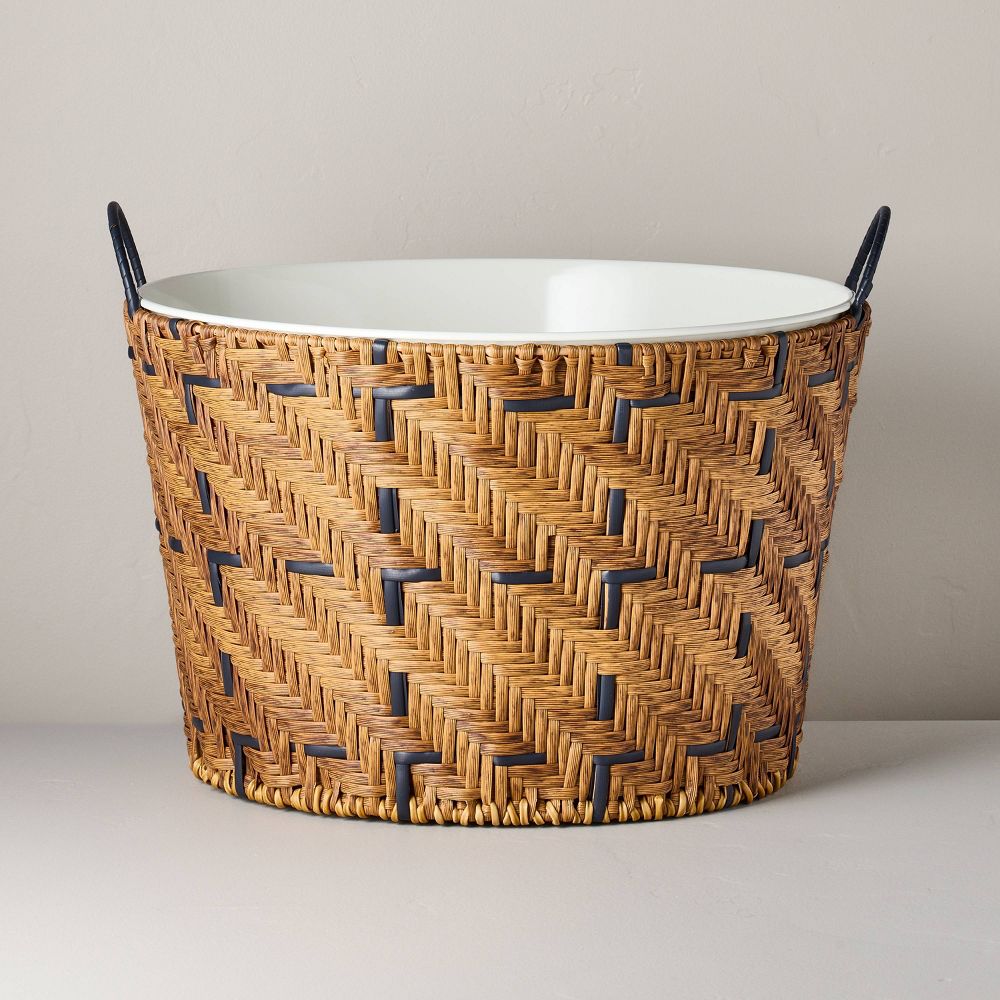 Woven Beverage Tub with Handles Natural/Black - Hearth & Hand with Magnolia