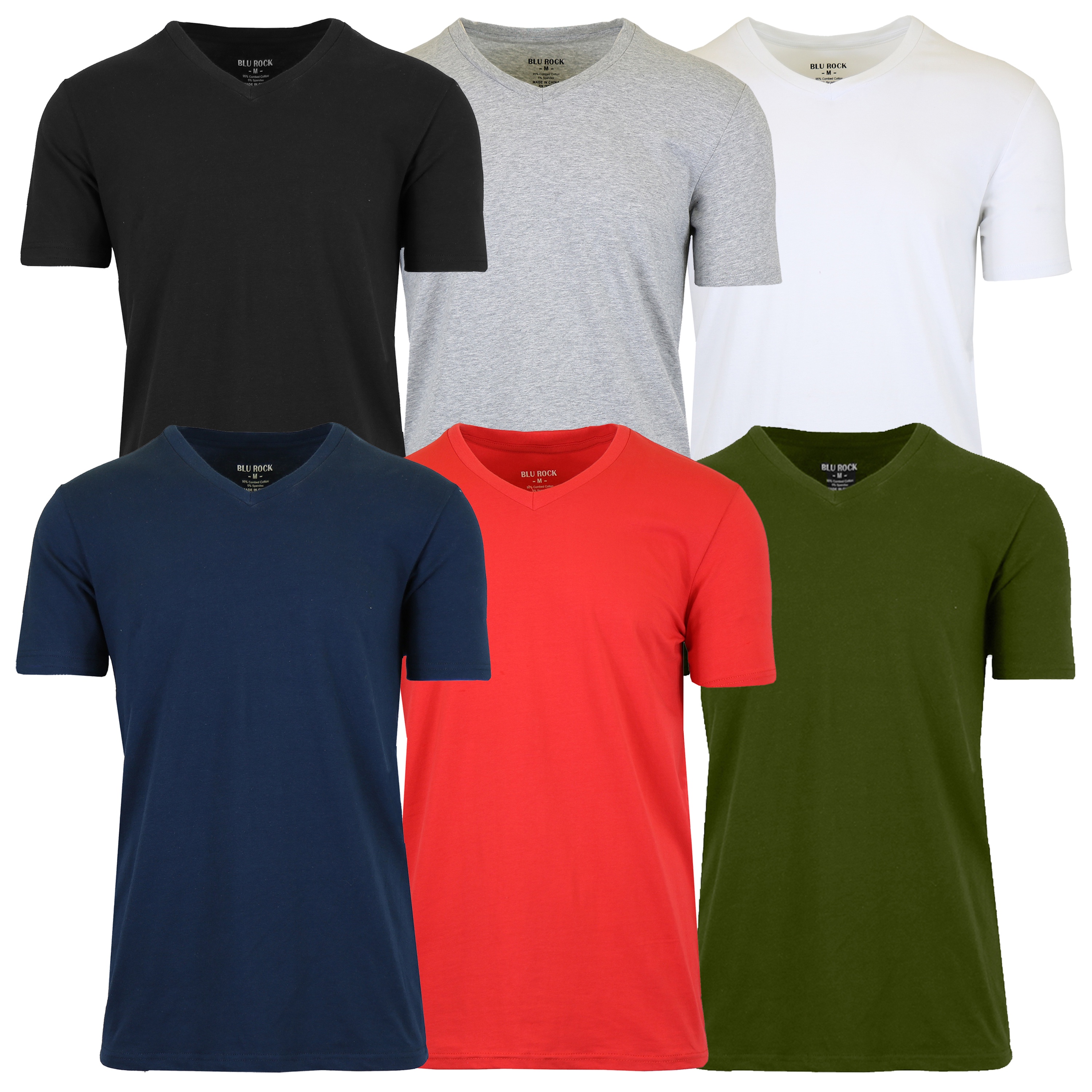 4-Pack Men's Premium Short Sleeve V-Neck Cotton Stretch Tee (M-2XL)