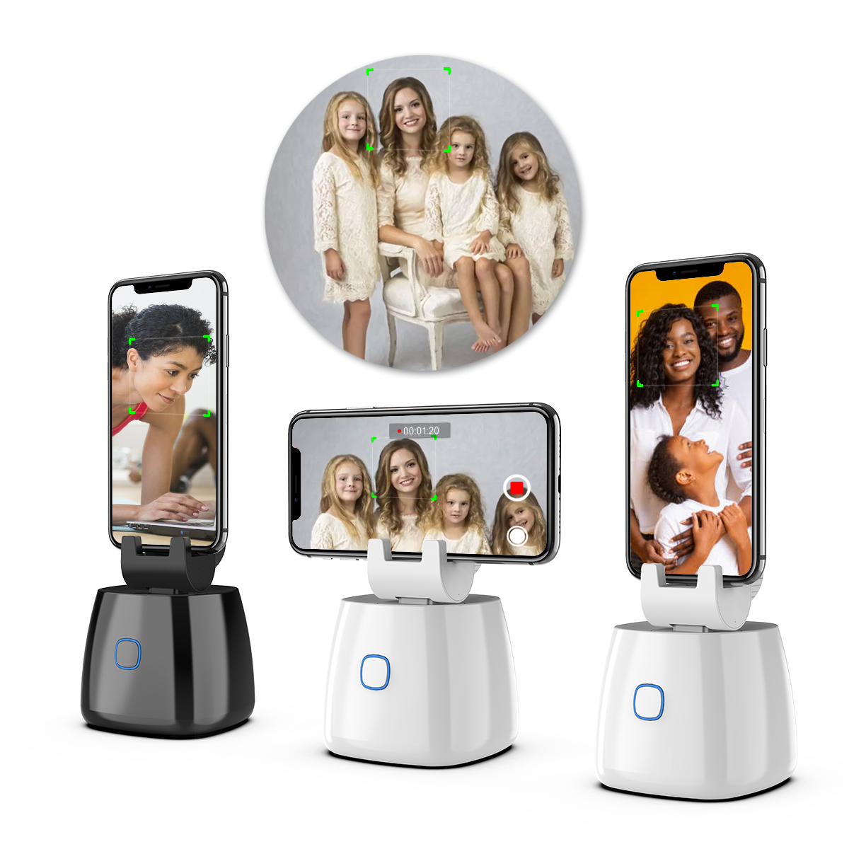 360 Rotation Auto Face Object Tracking Smart Shooting Camera Phone Mount Short Title