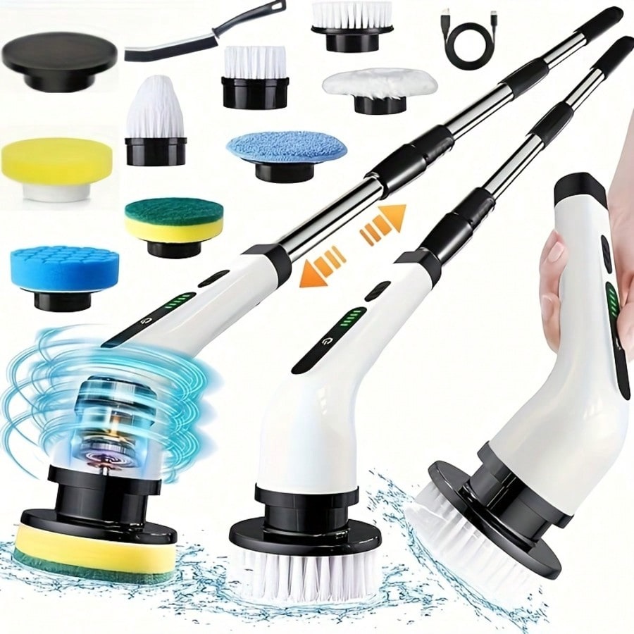 Electric Spin Scrubber With 9 Brush Heads
