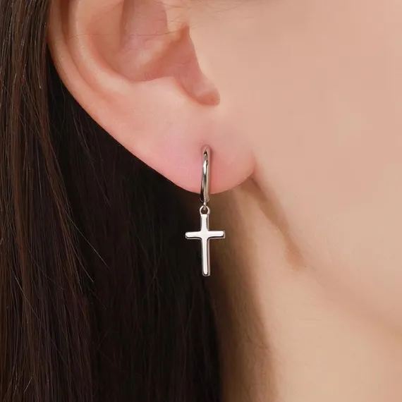 Saffron Cross Hoop & Stud Earring Set (Silver or Gold)