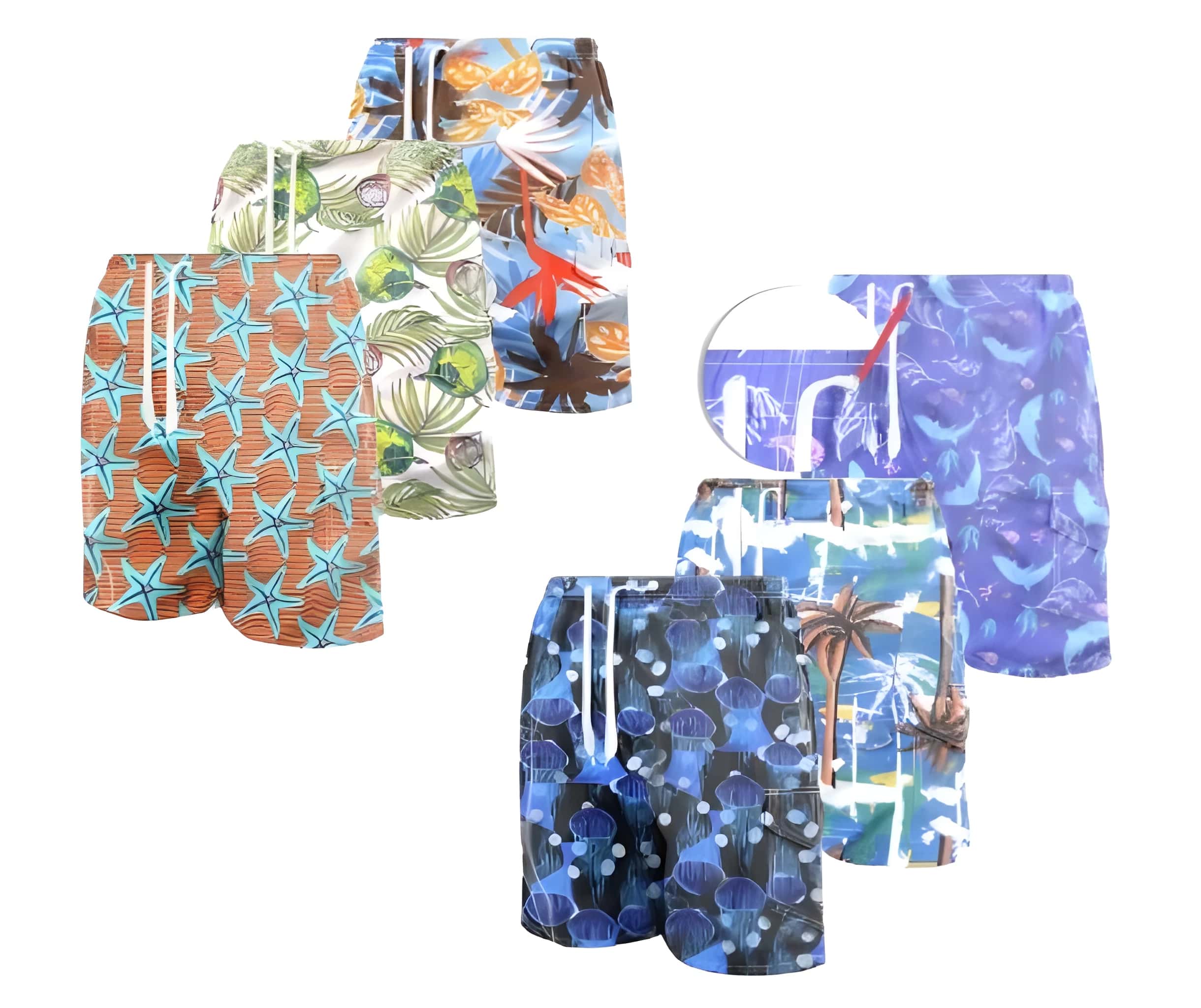 3-Pack: Men's Quick-Dry Swim Shorts with Cargo Pockets