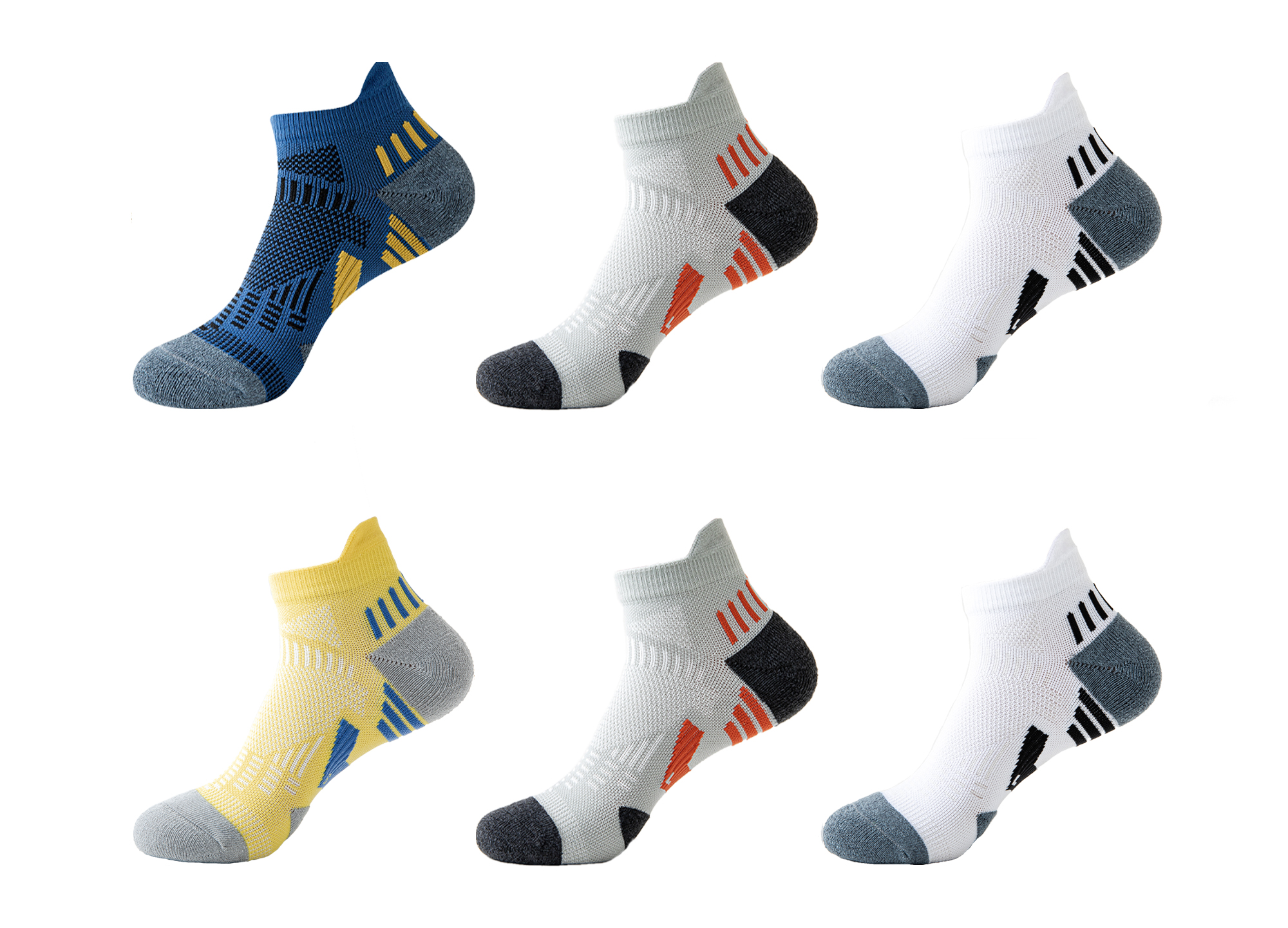 6-Pair Men's Running Fitness Performance Sport Compression Quarter Socks