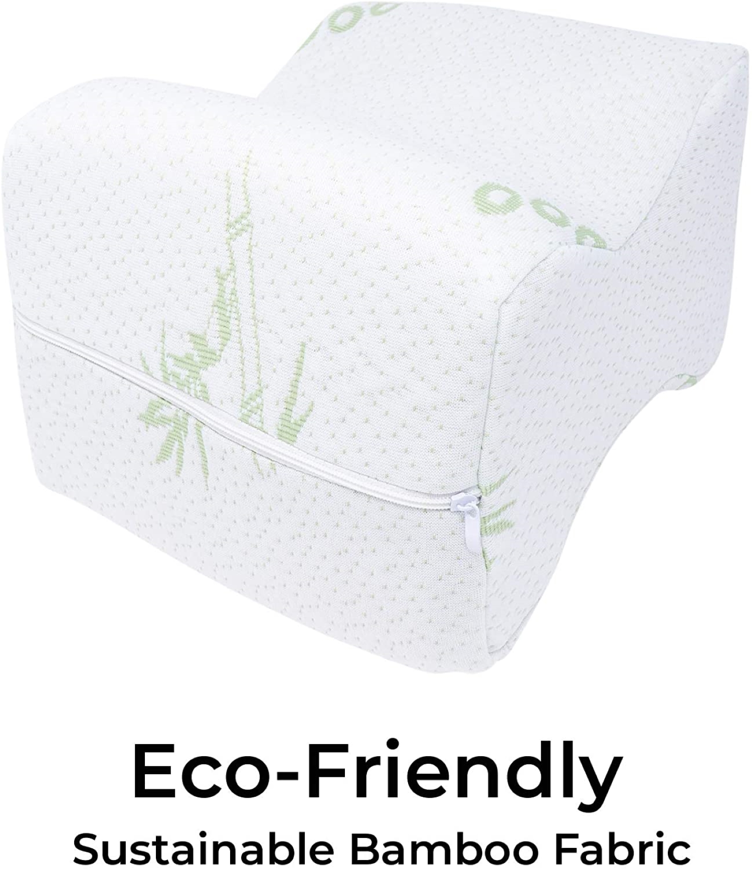 Orthopedic Bamboo Knee Pillow for Side Sleepers - Sciatica Relief - 100% Memory Foam