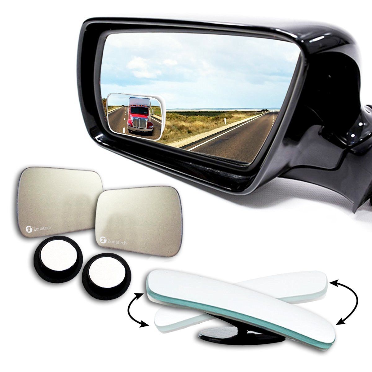 Zone Tech 2x Car Blind Spot Adjustable Rotatable Square Mirrors Zone Tech 2x Car Blind Spot Adjustable Rotatable Square Mirrors
