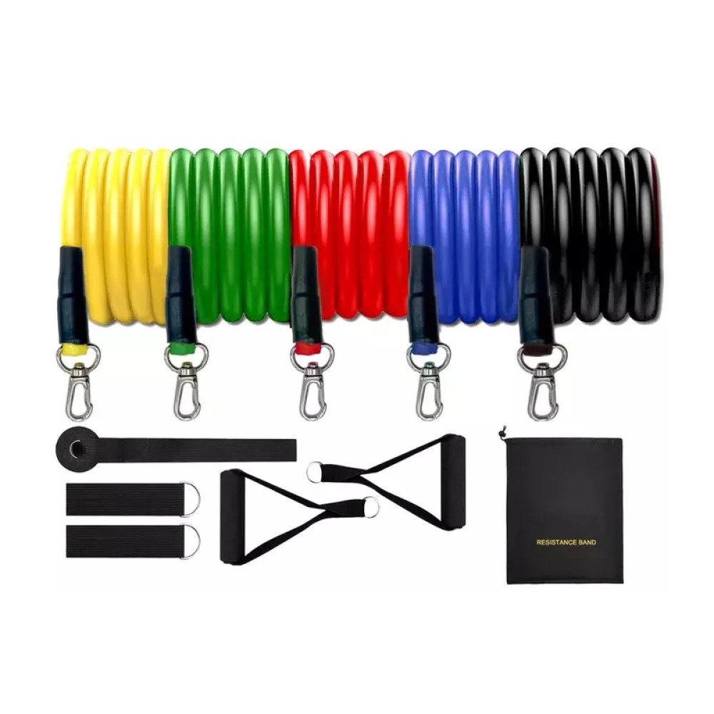 11 Piece Exercise Fitness Resistance Band Set