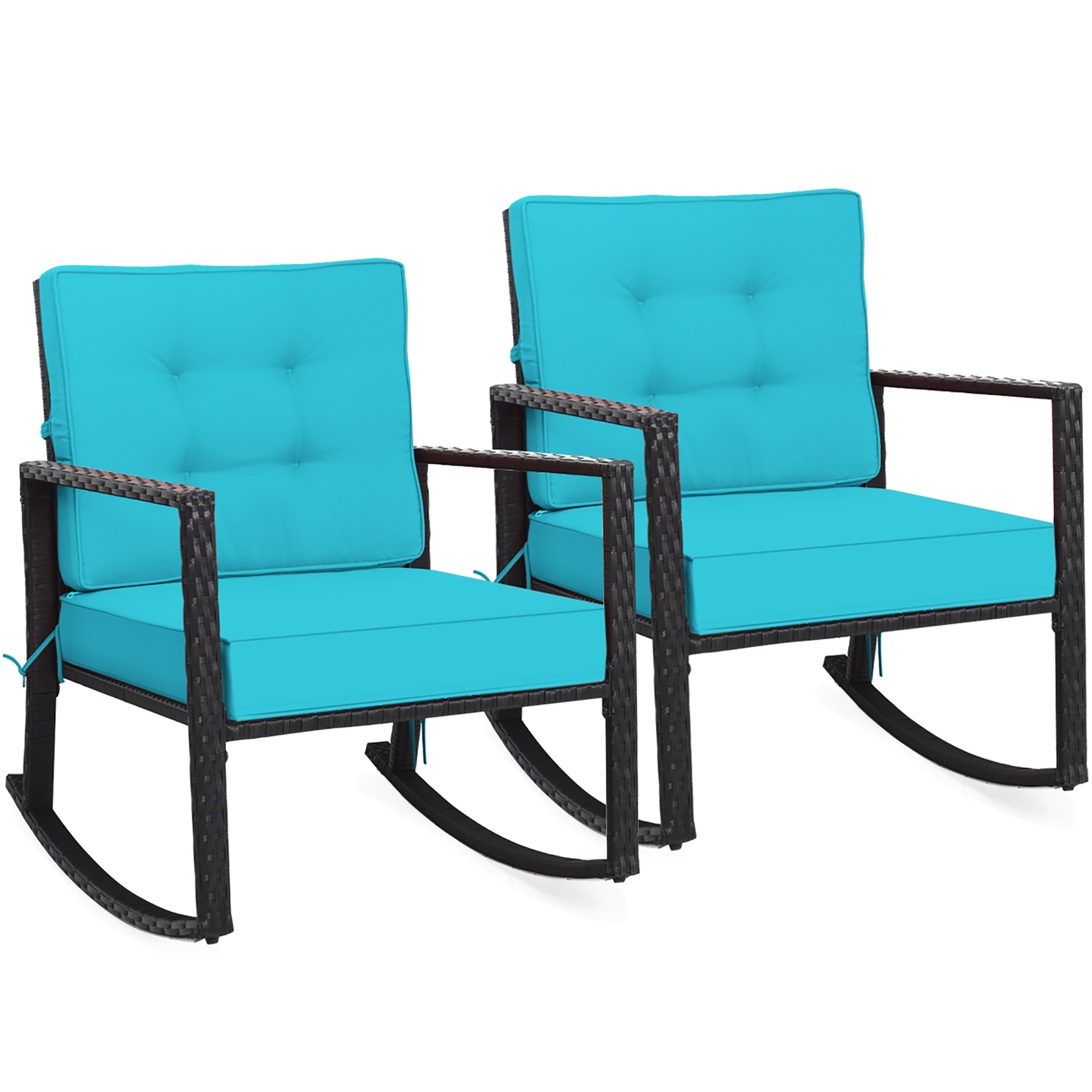2 Piece Set: Costway Patio Rattan Rocker Chairs