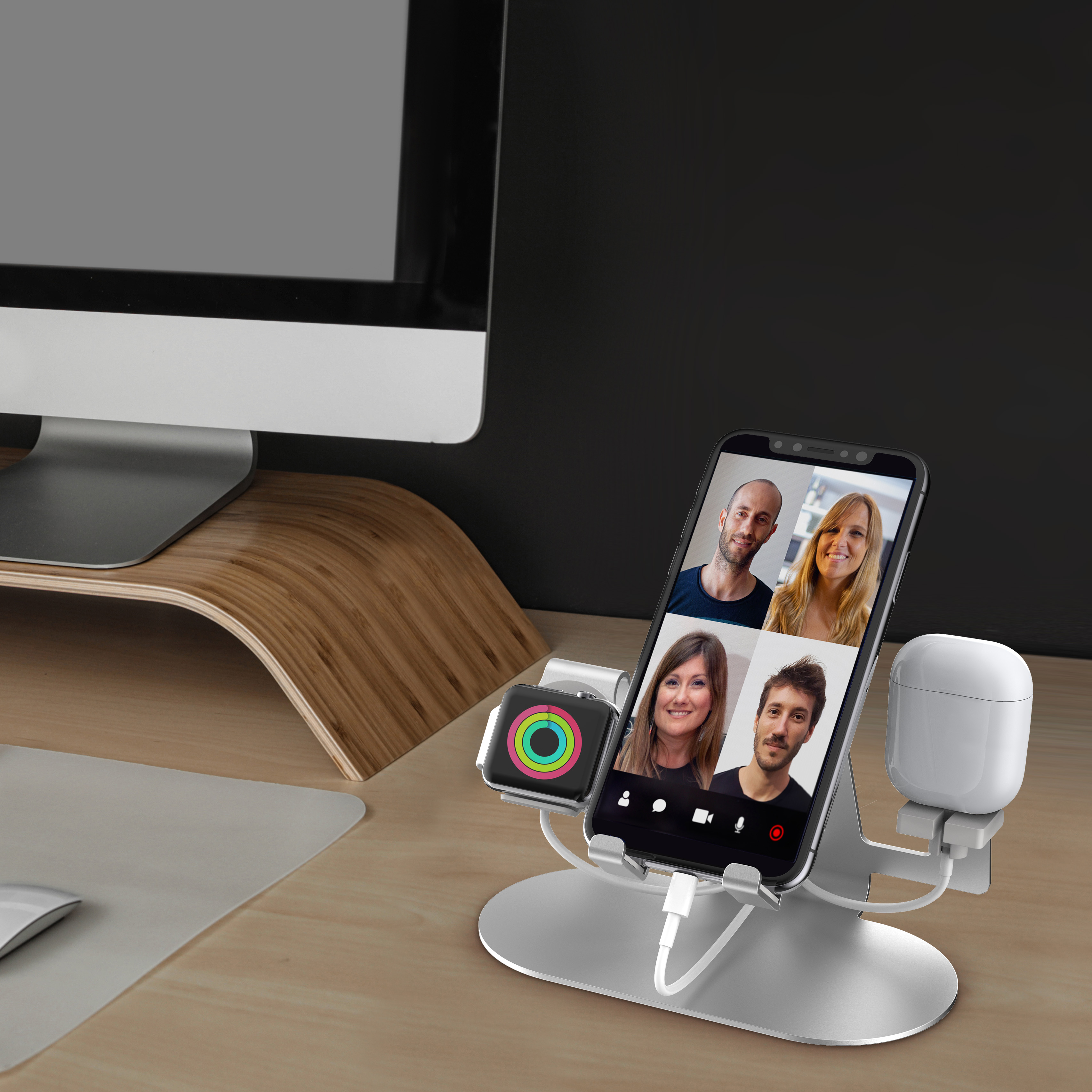 Aduro 3-in-1 Aluminum Charging Stand for Mobile Devices
