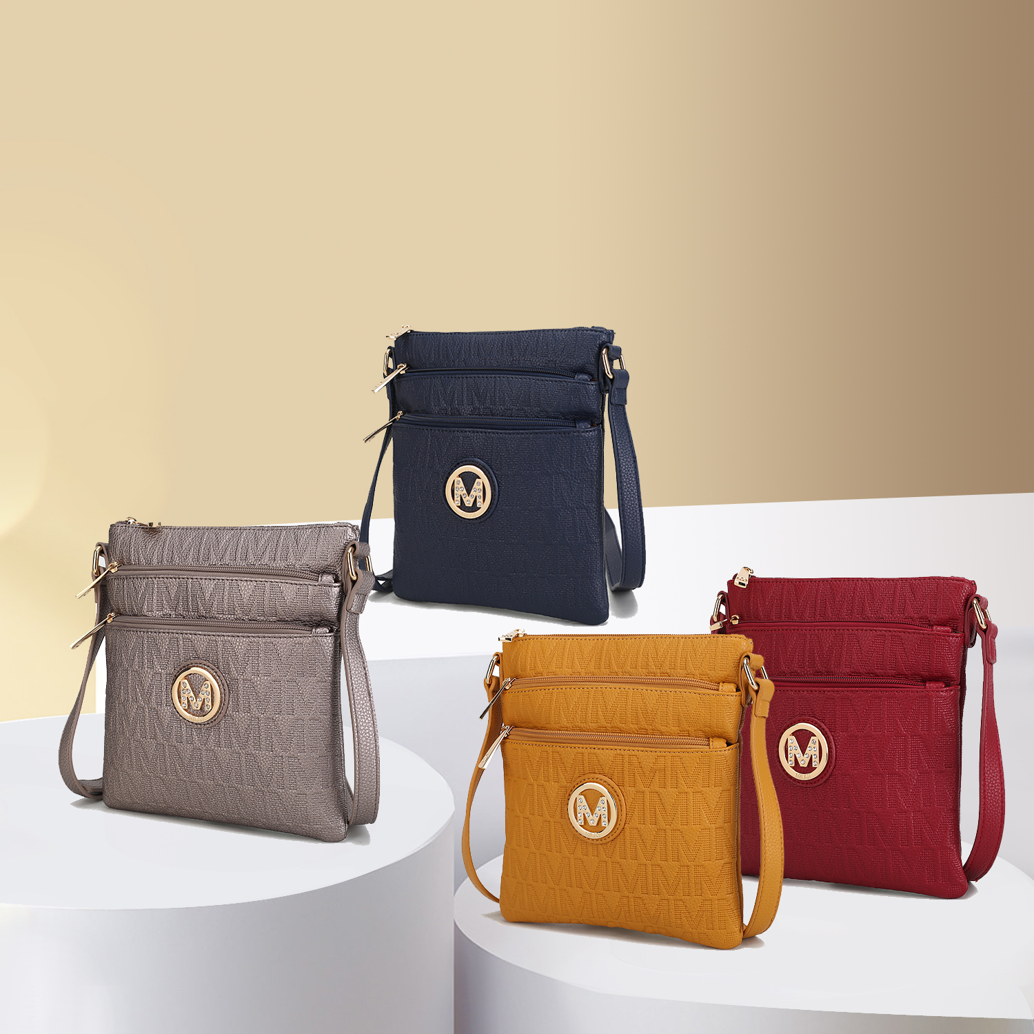 MKF Collection Lennit Embossed M Signature Crossbody Bag by Mia K.