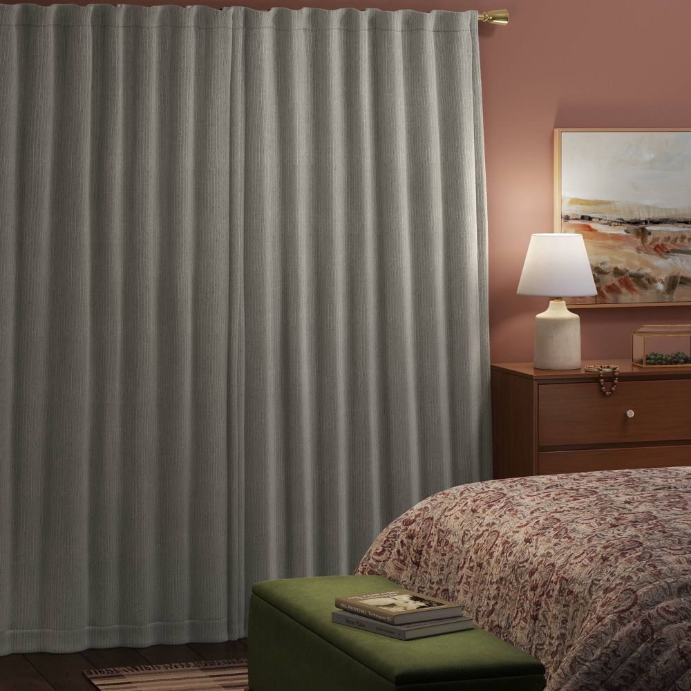 Blackout Corded Ribbed Curtain Panel - Threshold