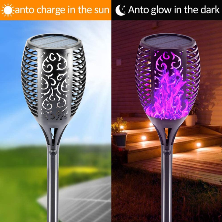 2/4/8 Pack Solar Power Torch Flickering Flame Lights 33LED Garden Yard Waterproof Lamps