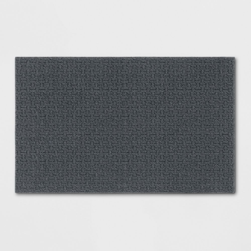 2'6"x3'10" Washable Solid Machine Tufted Accent Rug Gray - Threshold - Open Box