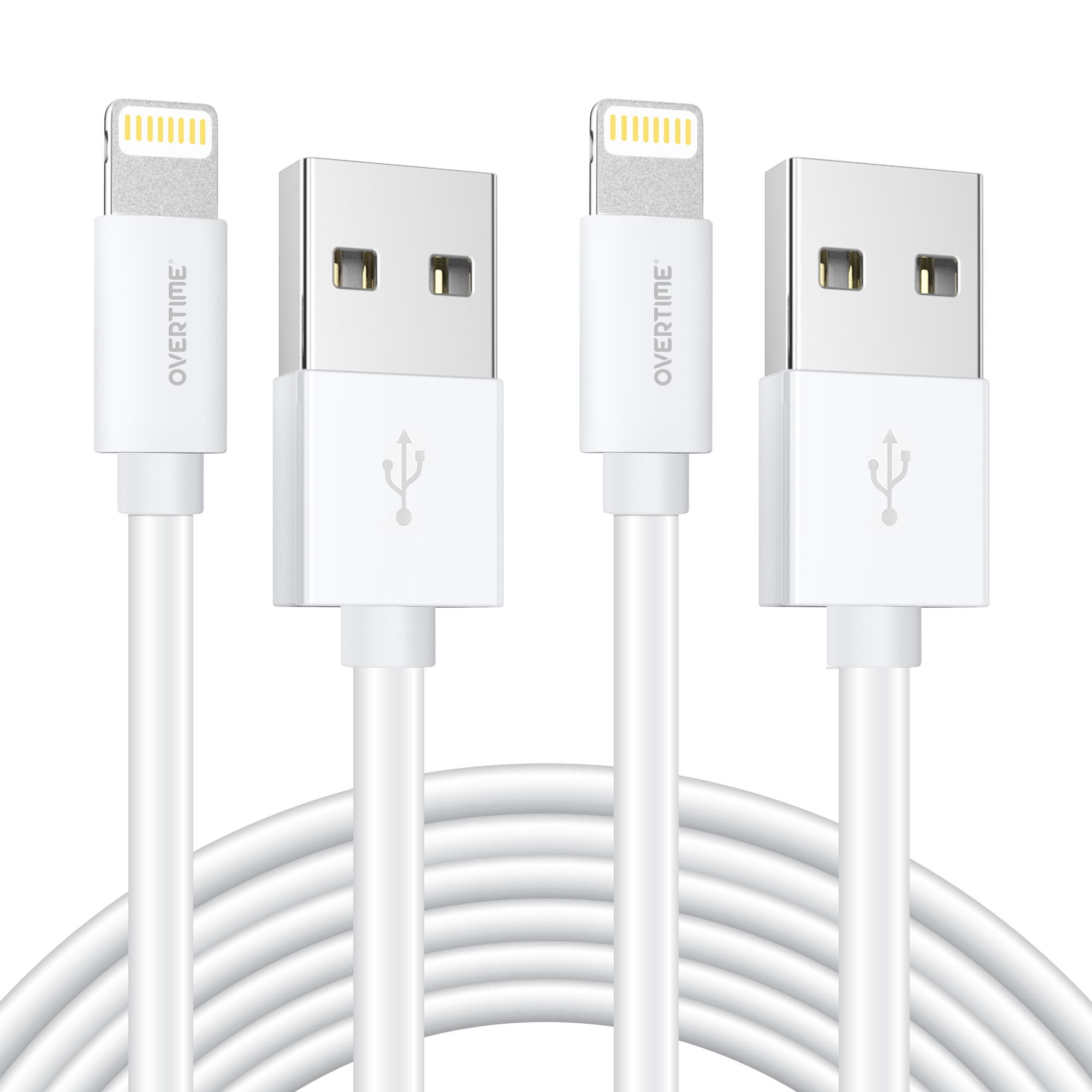 2-Pack: Overtime 6' Apple MFi Certified Lightning Cable