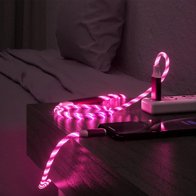 3-in-1 Flowing Luminous LED Fast Charging Cable with USB-C, Lightning, and Micro USB (3.3ft)