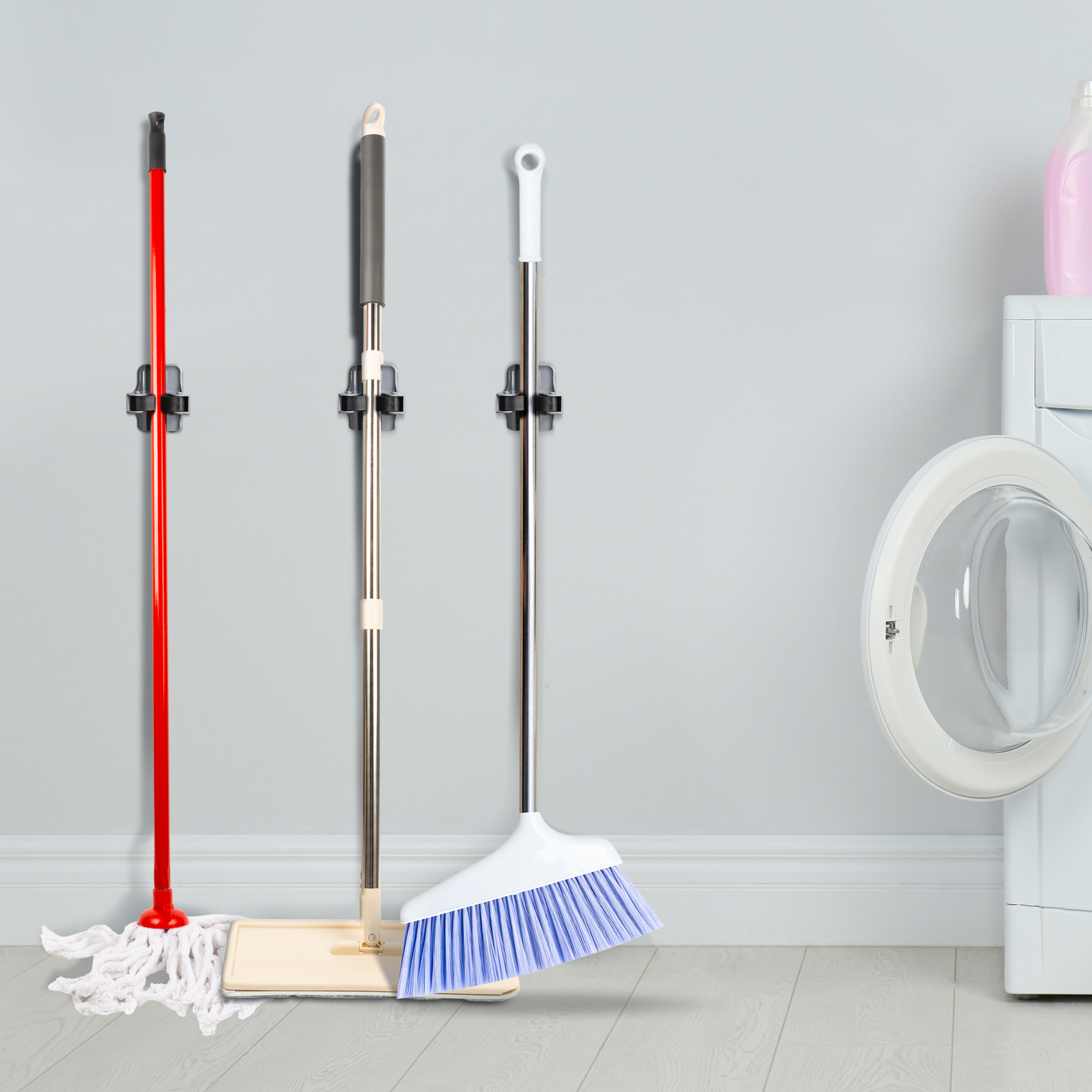 Universal Peel & Stick Broom Holders - 6 Pack