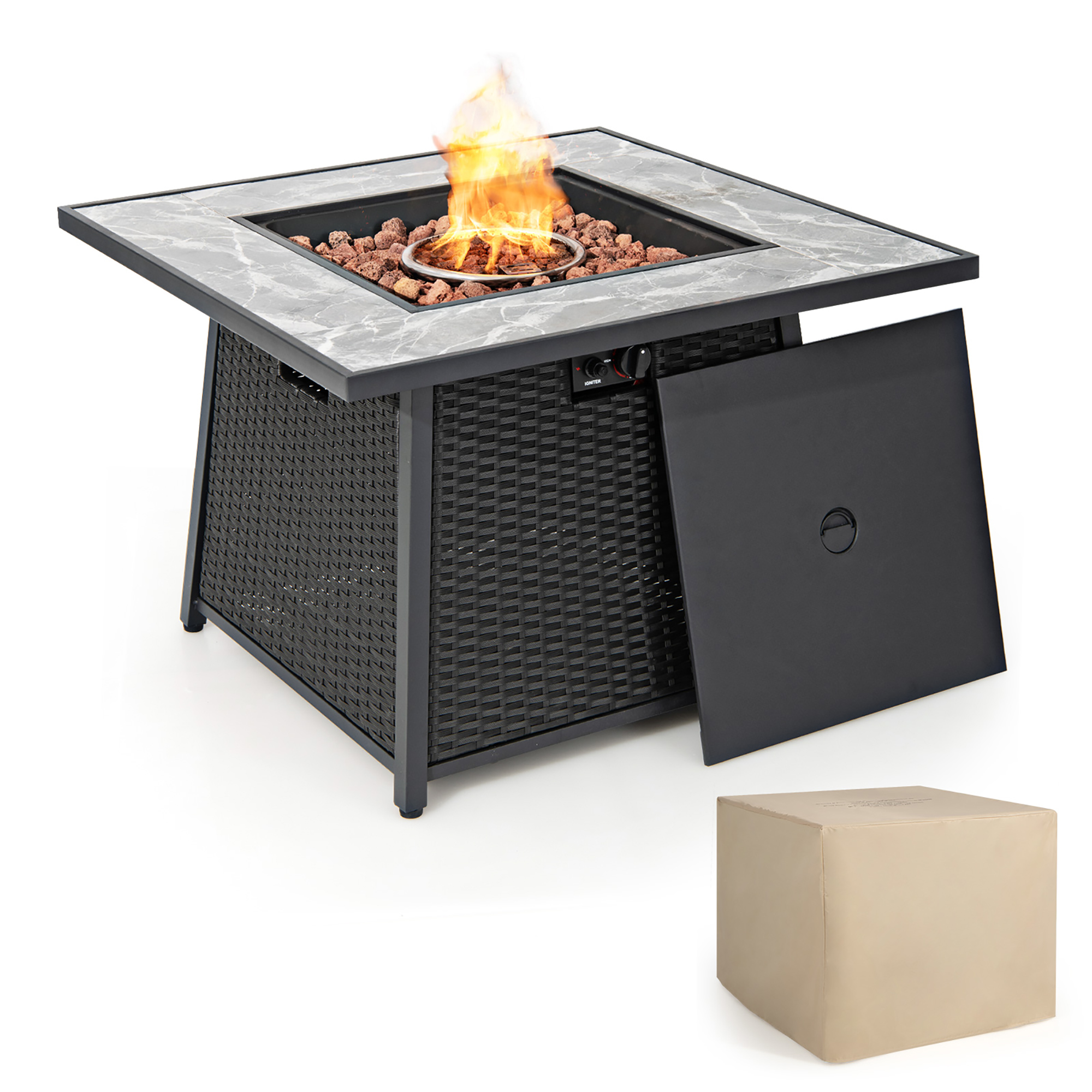 35'' Propane Gas Fire Pit Table w/ Lava Rocks