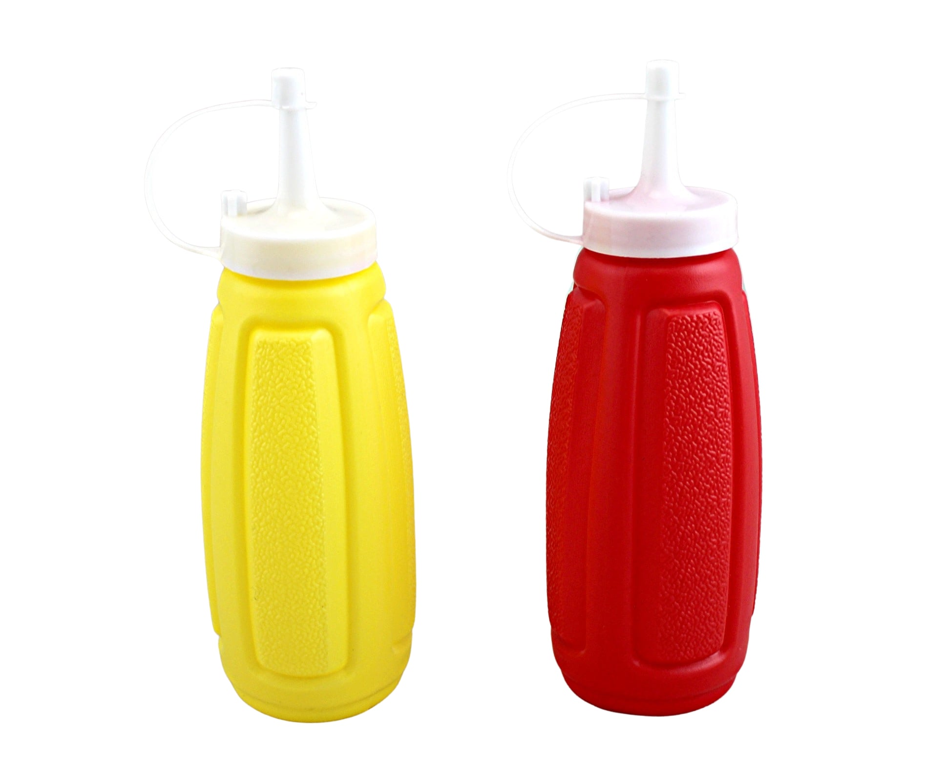 2 Piece Plastic Squeeze Mustard Ketchup Salad Dressing Condiment Set 12 Ounce BPA Free