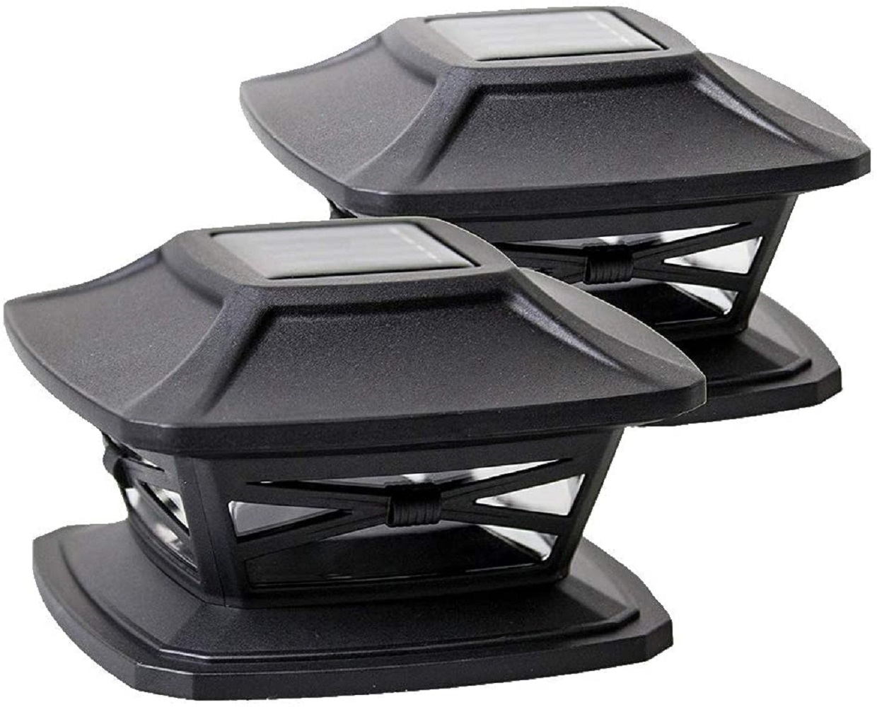 2-Pack Solar Powered Outdoor Post Cap Light for Fence Deck or Patio Fits 4x4 or 6x6 Posts