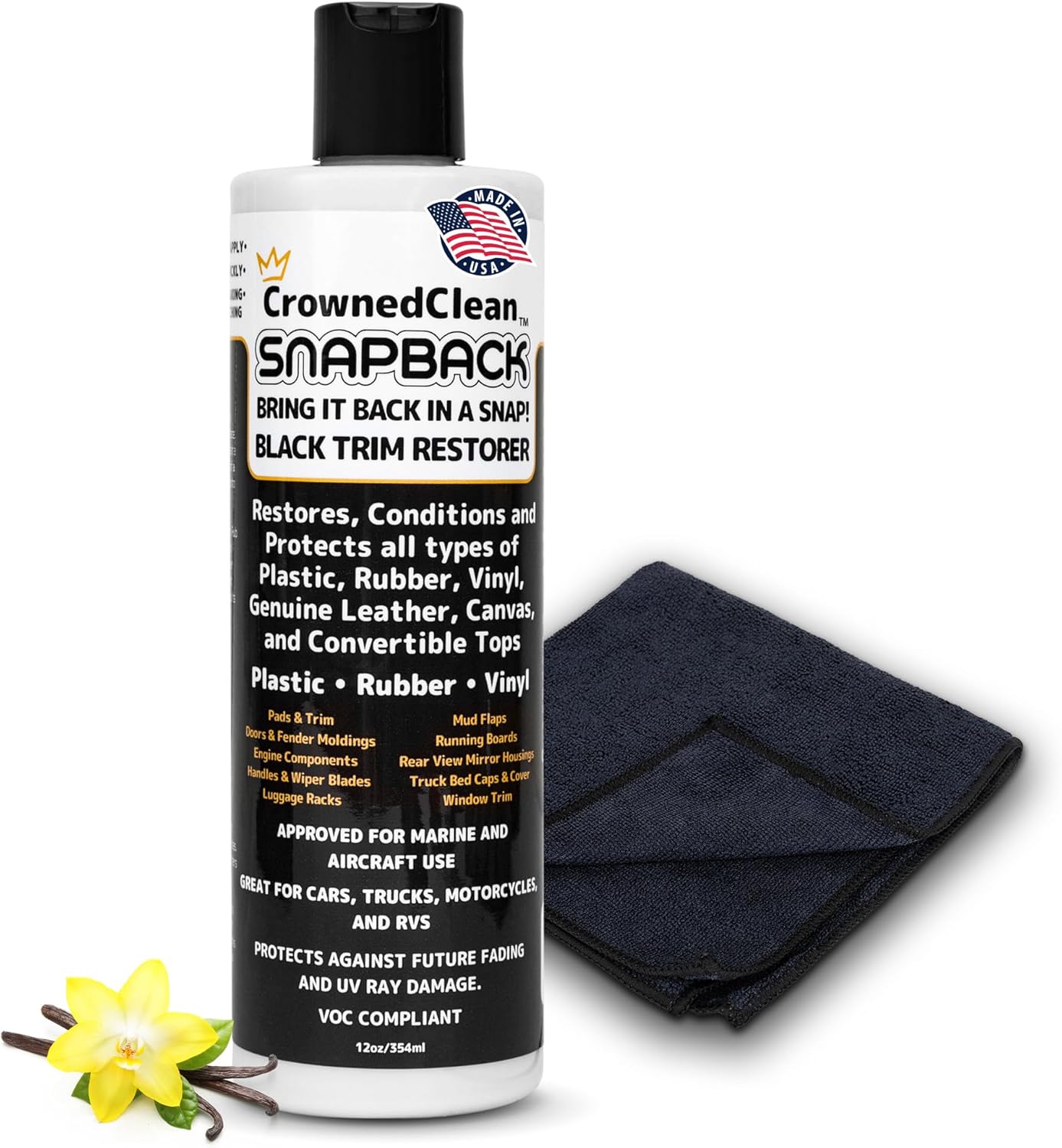 Solution Finish Black Plastic & Vinyl Trim Restorer – 12 oz with Microfiber Towel