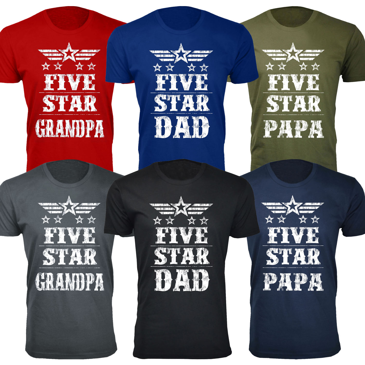 Men's Five Star Dad/Grandpa T-Shirts (S-3X)