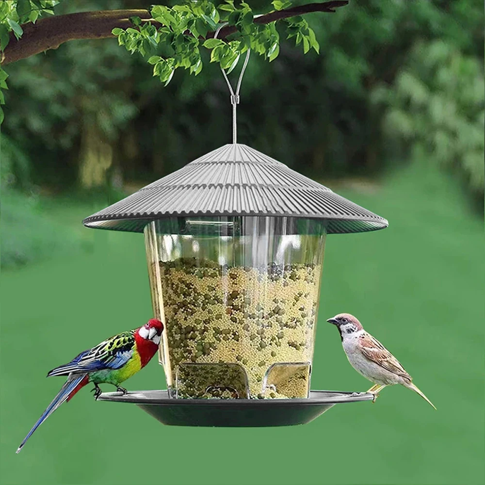 Random Color Garden Gazebo Hanging Wild Bird Feeder Outdoor Container With Hang Rope Pet Bird Feeding House