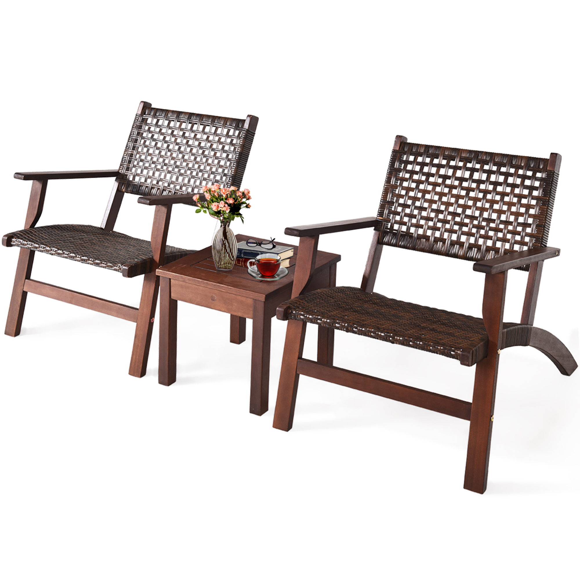 Costway 3-Piece Patio Rattan Furniture Set  Coffee Table