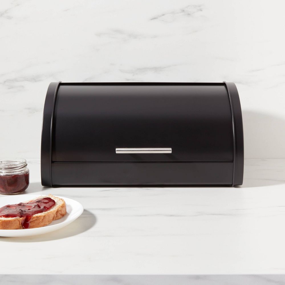 Threshold Steel Breadbox Black Metal Kitchen Countertop Roll Up Lid